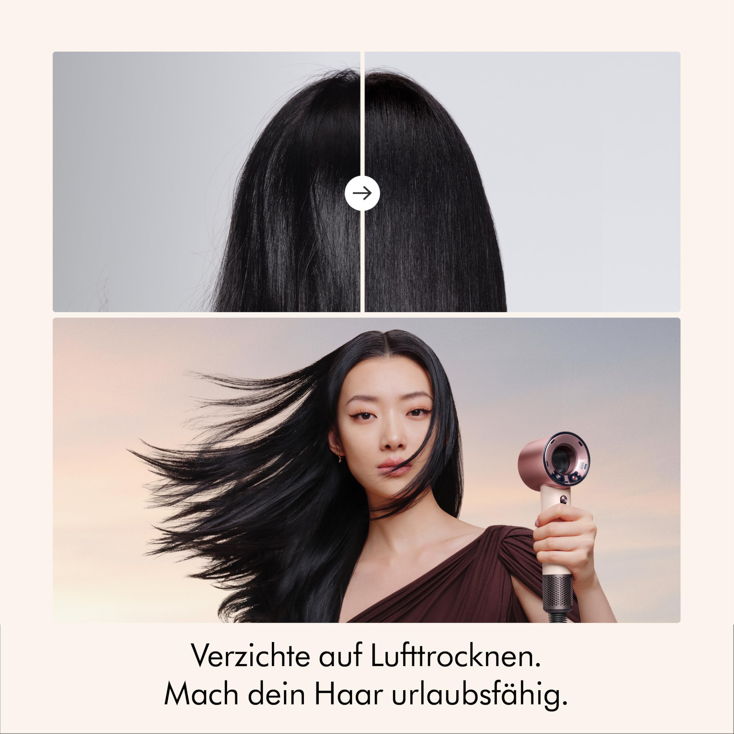 Dyson Supersonic Travel™ Haartrockner – Kompakt & Leicht, Schnelles Trocknen, 1220W, Universaler EU-Stecker, Intelligente Temperaturregulierung, ideal zum Reisen, Ceramic Pink/Rose Gold