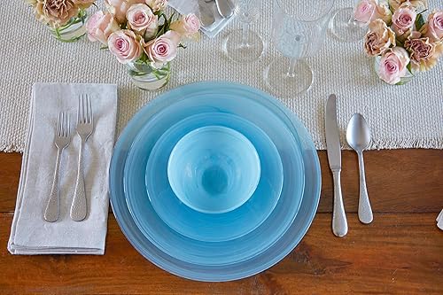 Miniatura 3 de MARIPOSA JUEGO DE PLACAS CARGADORAS ALABASTER AQUA | AQUA | ALABASTER | VAJILLAS | CARGADORES | VIDRIO | HECHO A MANO EN TURQUÍA