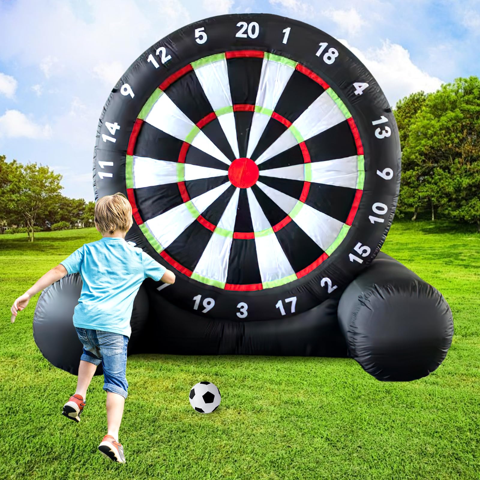 3M Fussball Dart aufblasbar Outdoor, inflantteble Fussball Dart Aufblasbar,fußballdart mit Gebläse und 8 Ballen,fußball dartscheibe furGarten Partys, Wasserdichtes Sportspiel.