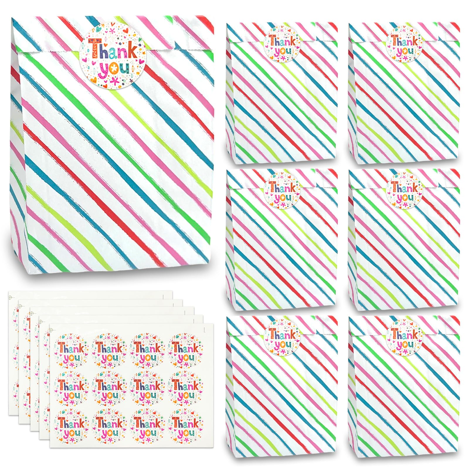 MHwan Sacchetti Compleanno Bambini In Carta Kraft – 12 Bustine Regalini Con Manici, Motivi Farfalle E Fiori, Riutilizzabili, 21x15x8 Cm - 3