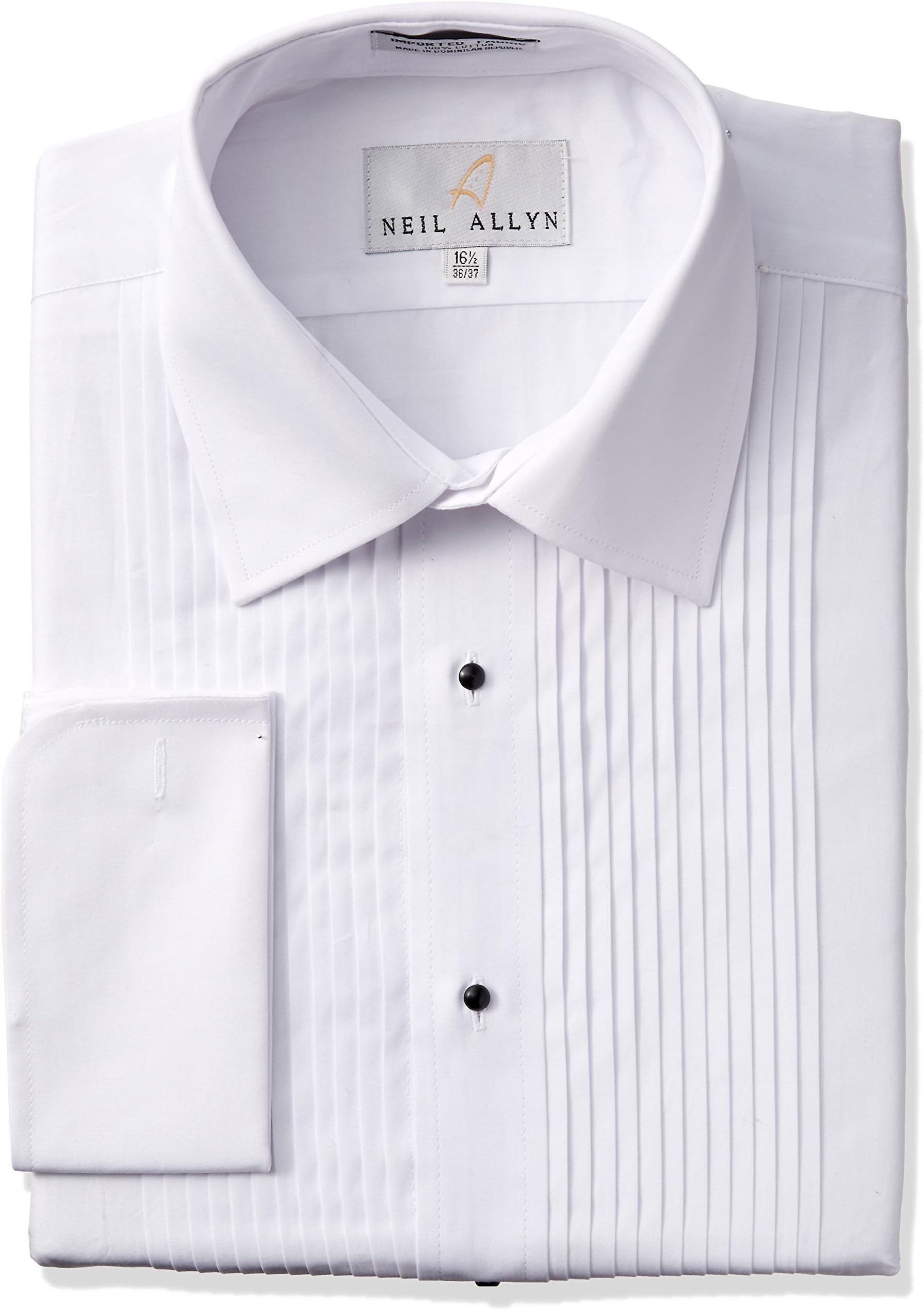 Neil Allyn Men's Tuxedo Shirt - 100% Cotton Laydown Collar(16-36/37) White