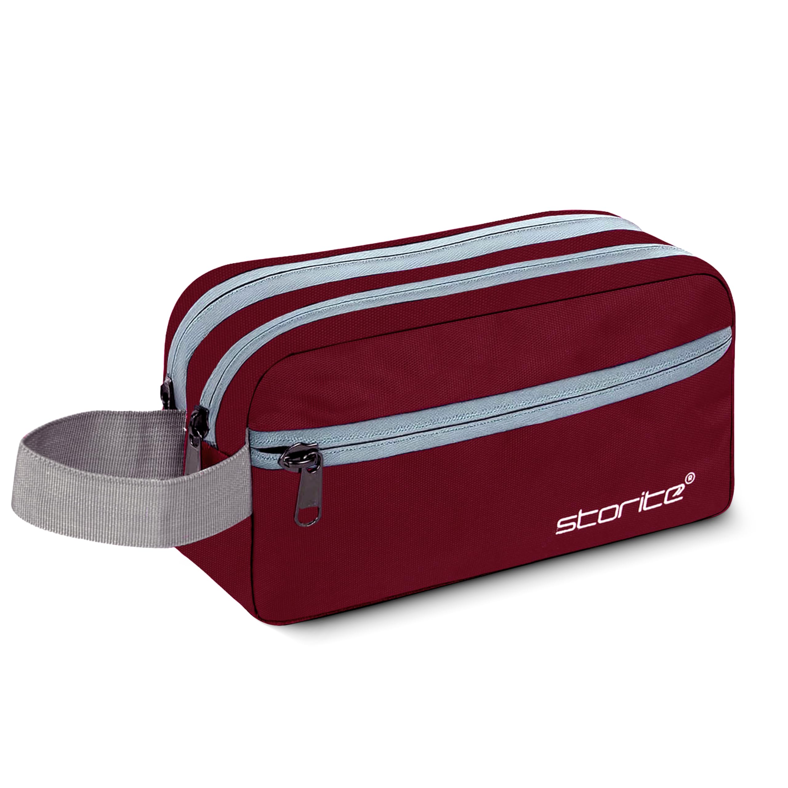Polyester Multi-Pocket Toiletry Bag for Men & Women Travel, Grooming Kit, Toiletries Shaving Kit & Cosmetics Water Resistance Pouch Organizer Travel Pouch for Make Up (1Pk -Green) (Maroon)-image-6