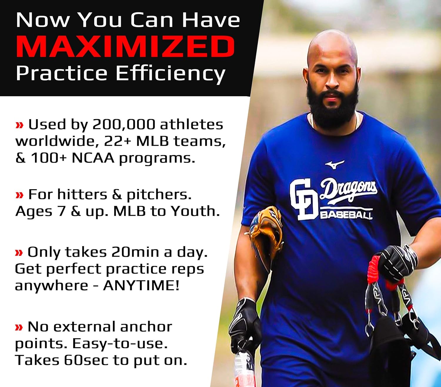 BIG LEAGUE EDGE VPX Baseball Training Harness | Adds 4-6MPH Velocity & Power Quickly | Improves Swing, Batting, & Throwing Mechanics | for Hitters, Pitchers, & Catchers | Youth to Pro : Sports & Outdoors