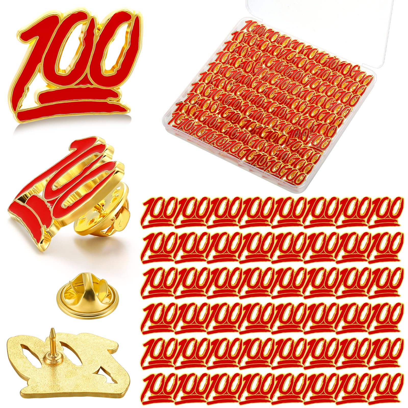 XunYee 100 Pcs 100 Shapes School Enamel Pins Employee Appreciate Reward Label Pins for Students Classroom Teacher Back to School Employees Gift