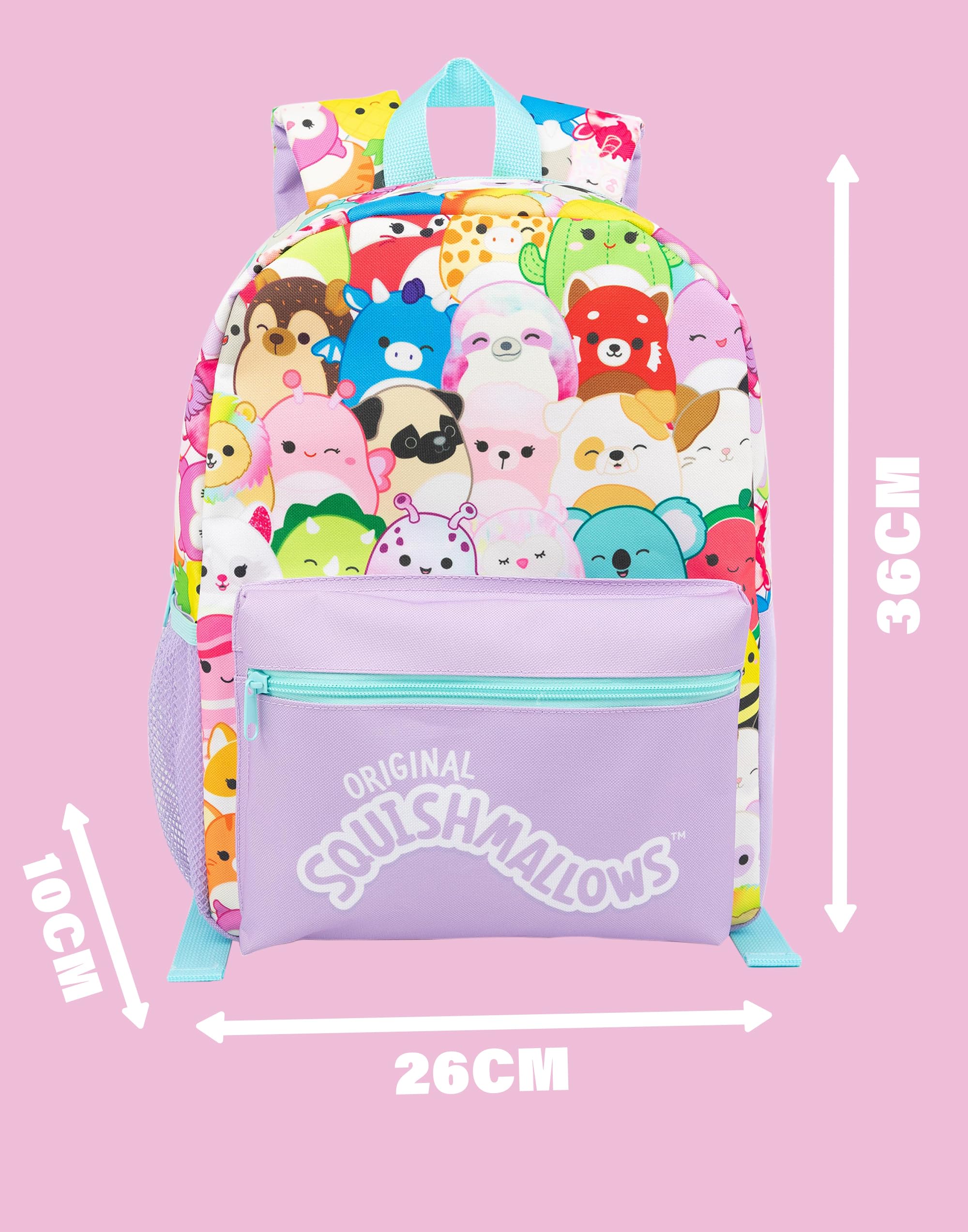 Squishmallows Sac à Dos Fille 4 Pièces Personnages Animaux Violets Peluche Cadeaux