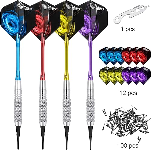 Miniatura 2 de CyeeLife Juego de dardos de punta suave con ejes, vuelos y accesorios adicionales