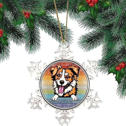 Miniatura 69 de Presa Canario Tree Decoration Ornament - Christmas Snowflake Ornament - Dog Lover Mom Gift Peeking Dog Snowflake Metal Ornaments for Xmas Tree LGBTQ