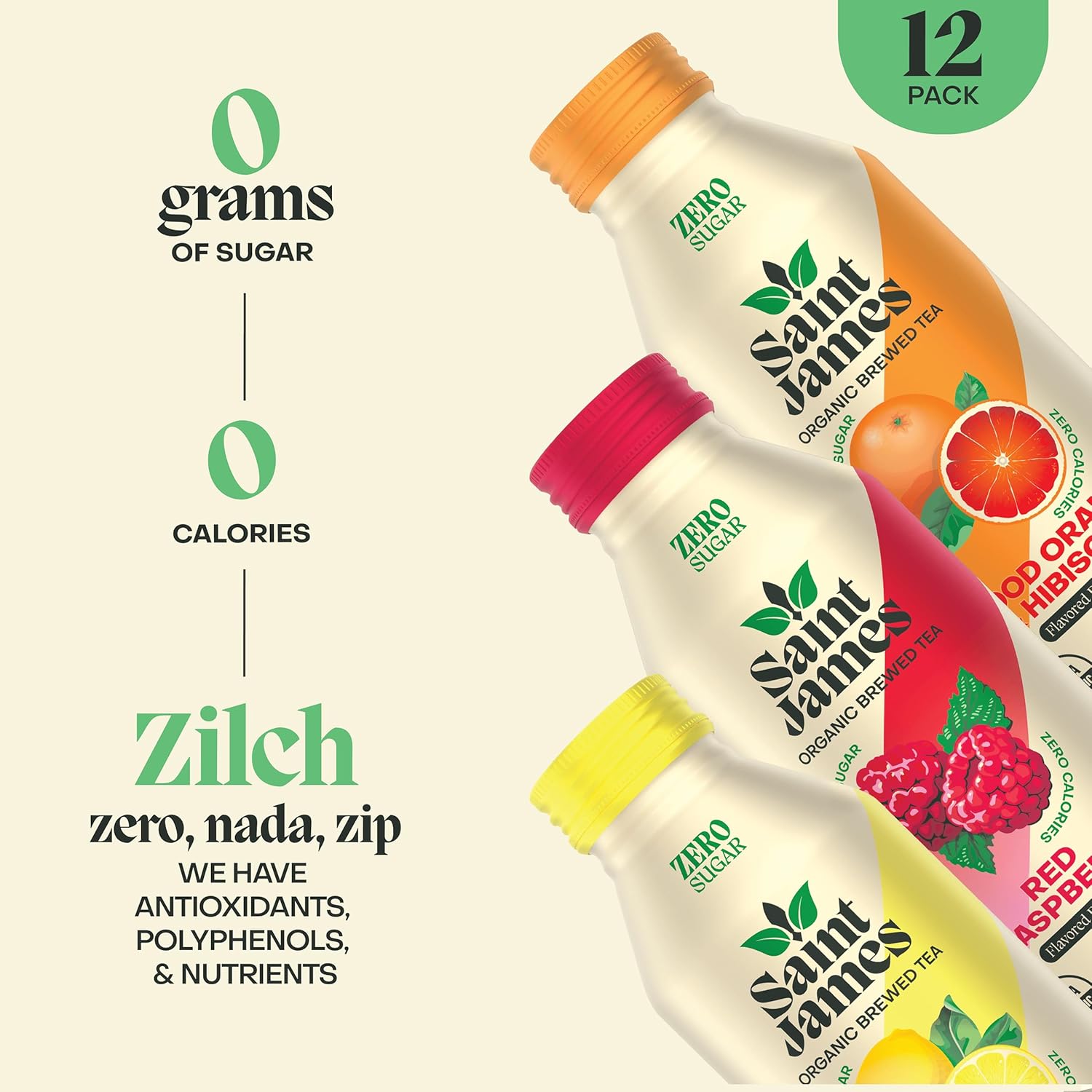 Saint James Iced Tea - Organic Black Tea - Non GMO, Gluten Free, Zero Calorie & Zero Sugar - Variety Black Tea Flavors, 12 Pack (16 fl oz each) - Image 3