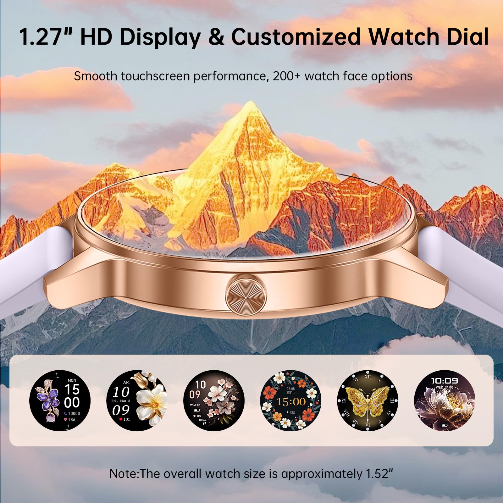 Smartwatch für Damen (Annehmen/Tätigen von Anrufen), 3,2 cm (1,25 Zoll) HD-Bildschirm, Fitness-Tracker mit Herzfrequenz-/Schlafmonitor, 130+ Sport-Modi, IP68 wasserdicht, Aktivitäts-Tracking