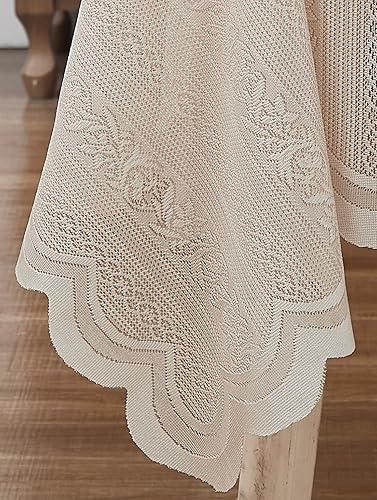 Miniatura 4 de LINENZONE Mantel redondo de encaje con elegante fondo festoneado para cualquier evento especial como boda, fiesta de cumpleaños, baby shower,