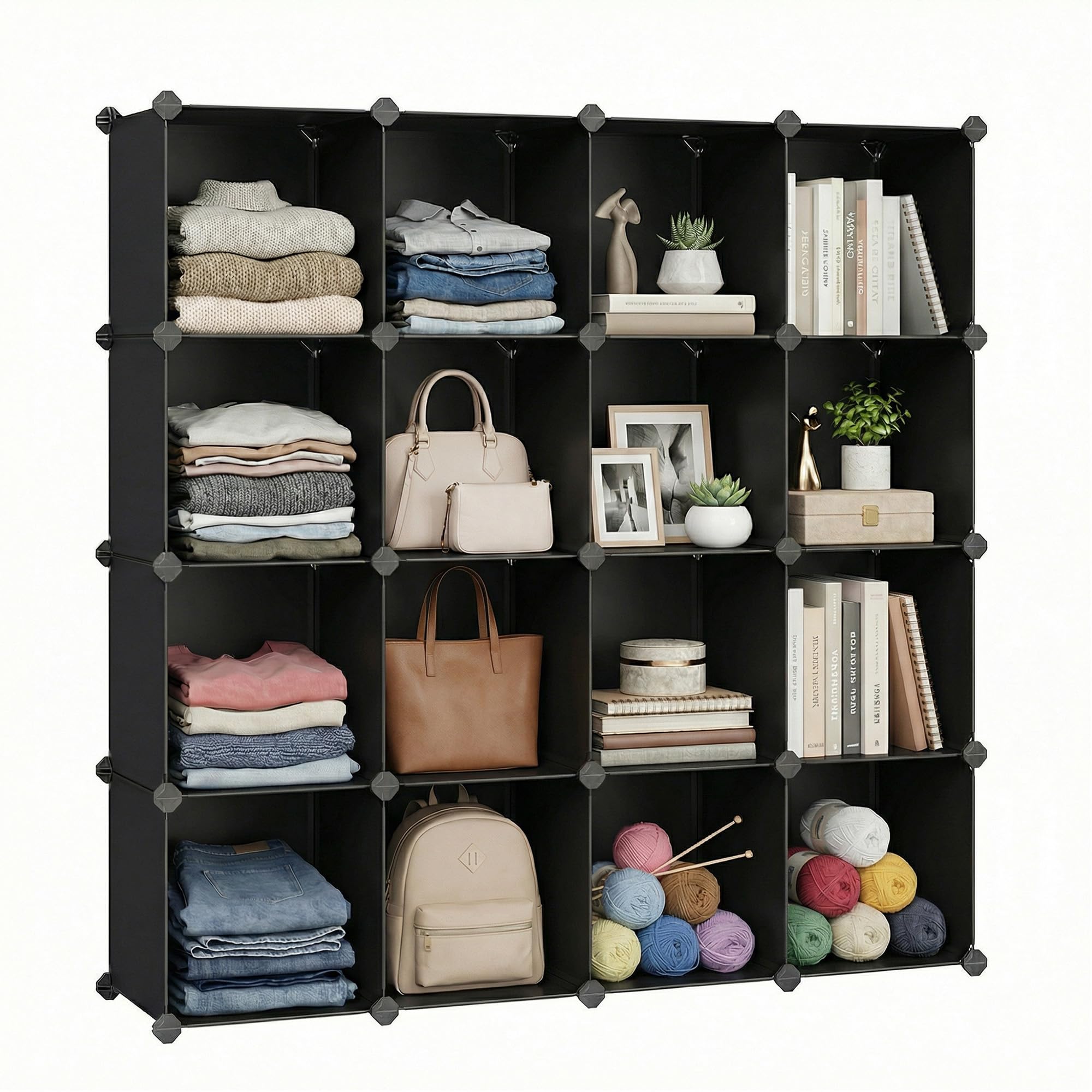 SONGMICS ULPC44L/44BK - Contenitore a forma di cubo 48.4''W x 12.2''L x 48.4''H Nero