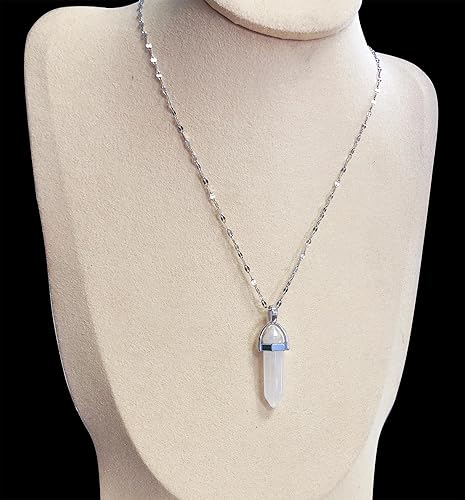 Miniatura 5 de 5 colgantes de cristal hexagonal en forma de bala para mujer, colgante de chakra de piedra curativa, collar de piedras preciosas de cuarzo,