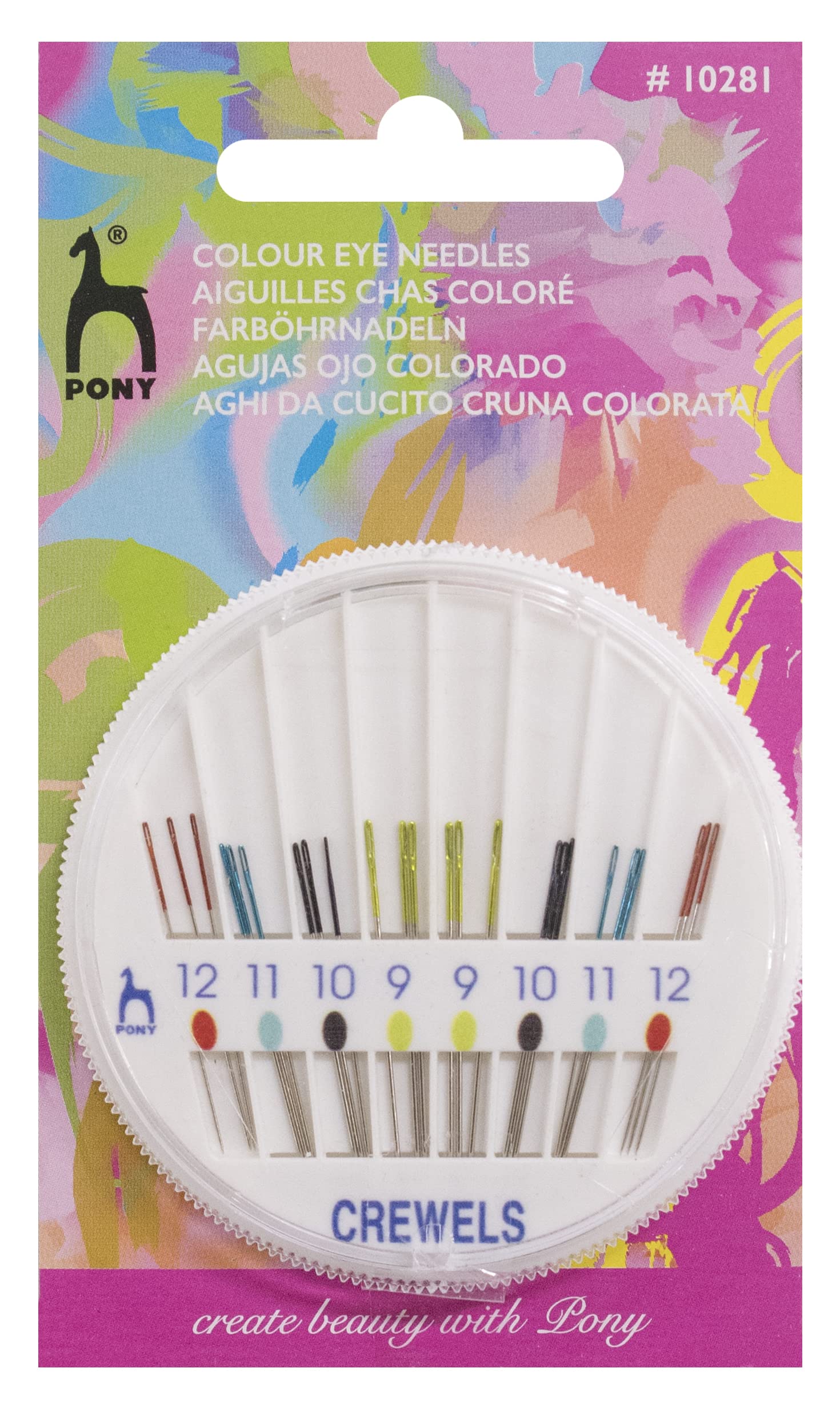 Pony Eye Hand Sewing Needle Compact: Crewels, Multi-Colour, one Size