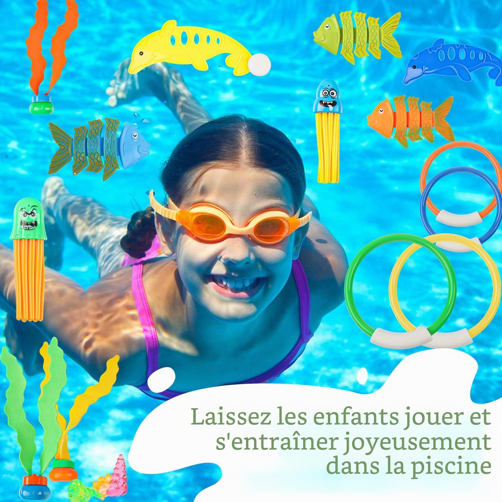 Jouets de plongée pour enfants, ensemble de jouets sous-marins pour piscine, cadeau pour fête de piscine (A)