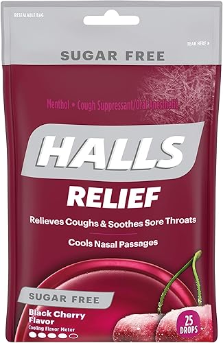 Miniatura 2 de Halls, Gotas para la tos sin azúcar, cereza negra, 25 unidades