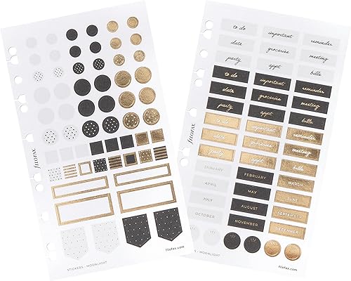 Miniatura 2 de Filofax Accesorio, colección Moonlight, pegatinas, reposicionables, acabado mate, juego de 315 calcomanías, seis hojas (B132825)