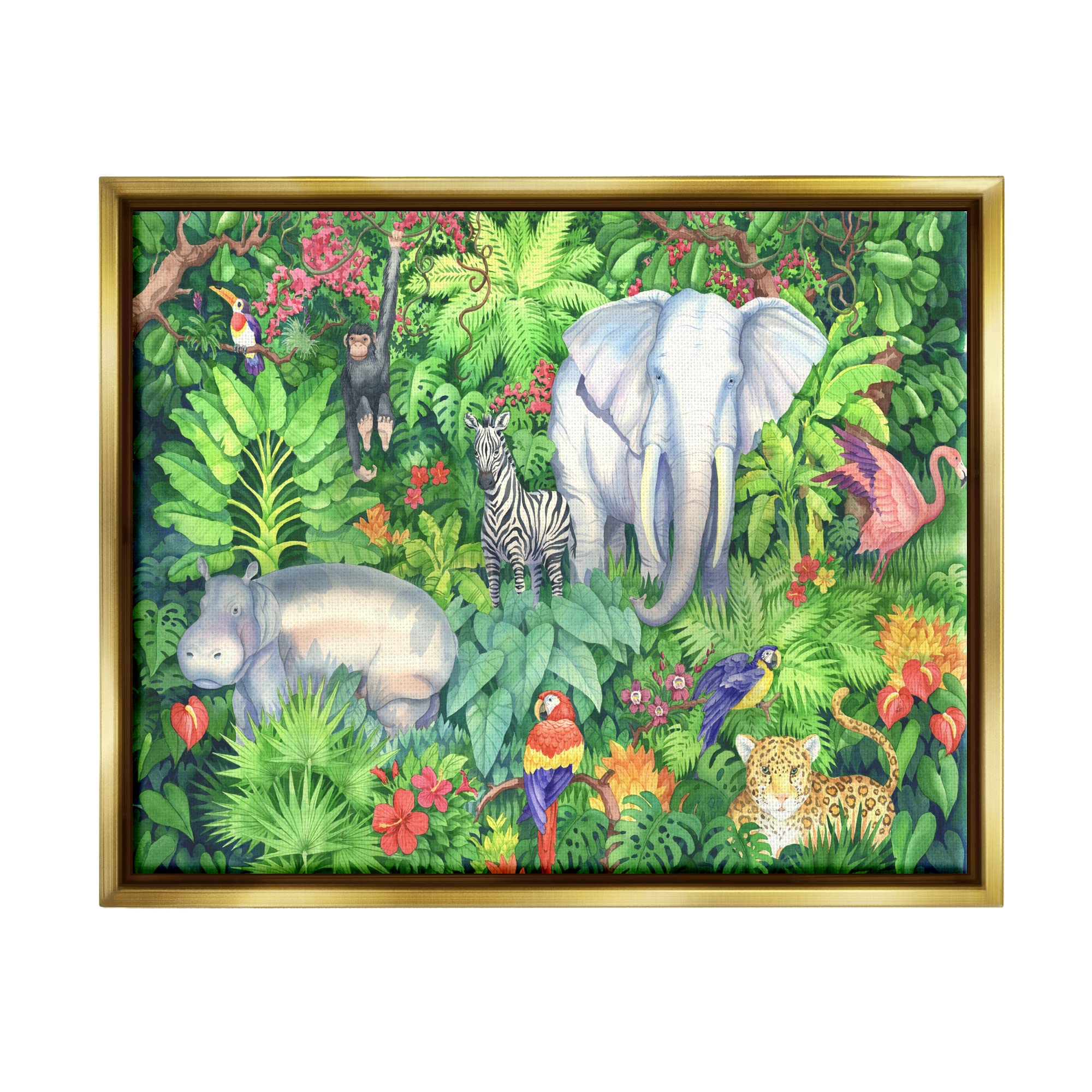 Stupell Industries Detailed Safari Animal Jungle Floating Framed Wall Art, Design by Paul Brent