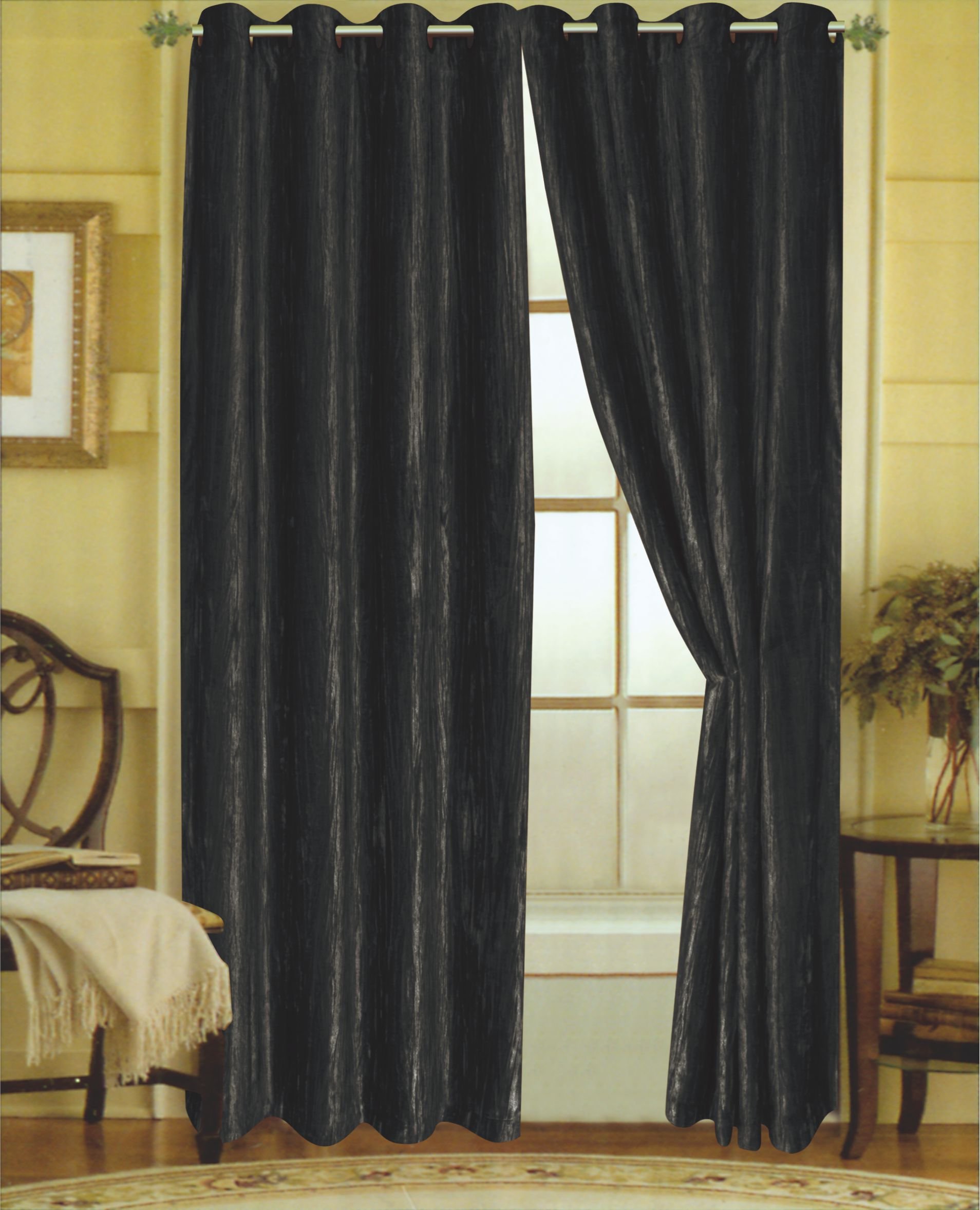 Black Crushed Velvet Curtains Curtains & Drapes