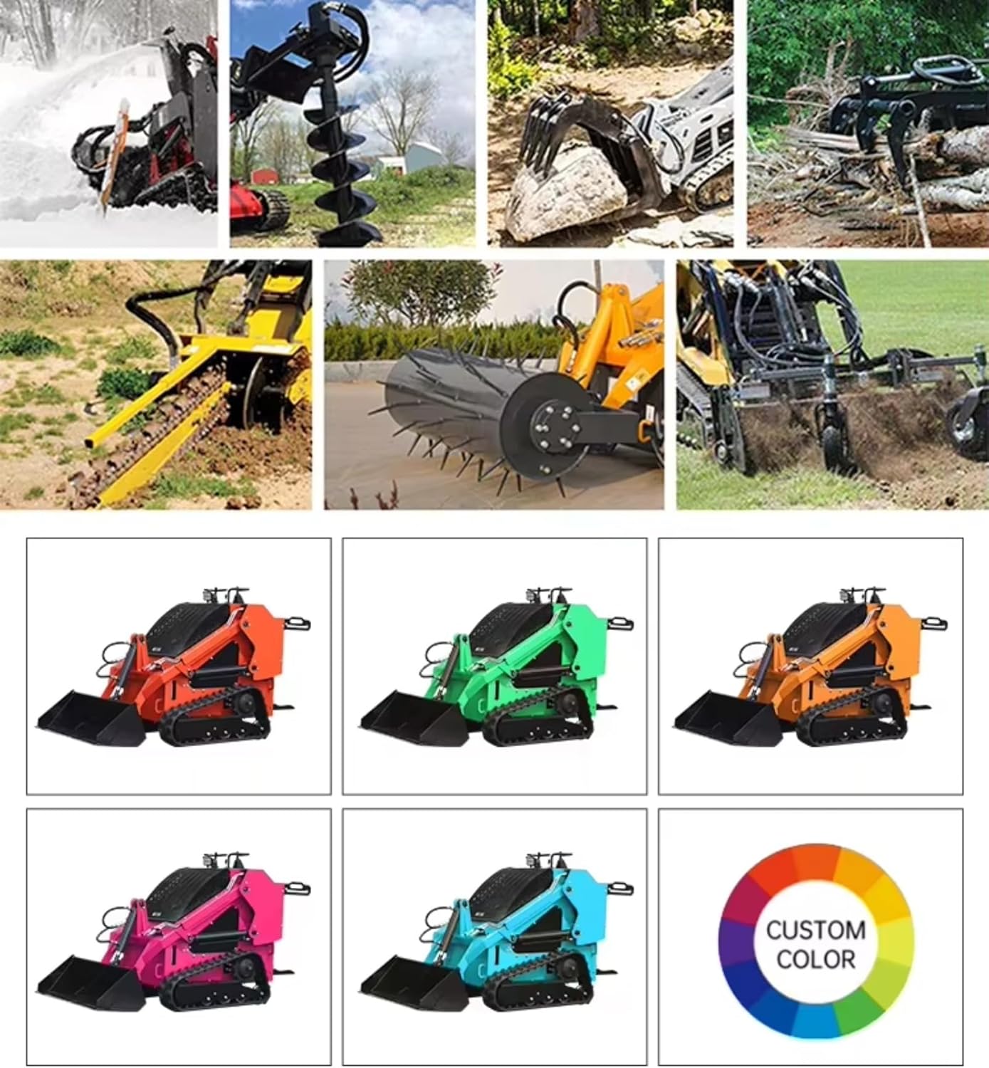 Mini Skid Steer with Front Bucket, Small Skid Steer Compatible with Multiple Attachments for Landscaping, Construction, and Excavation Work