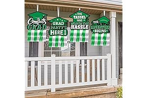 Cindeer Graduation Party Decorations 2024 Green and White, 4 Sets of Congrats...