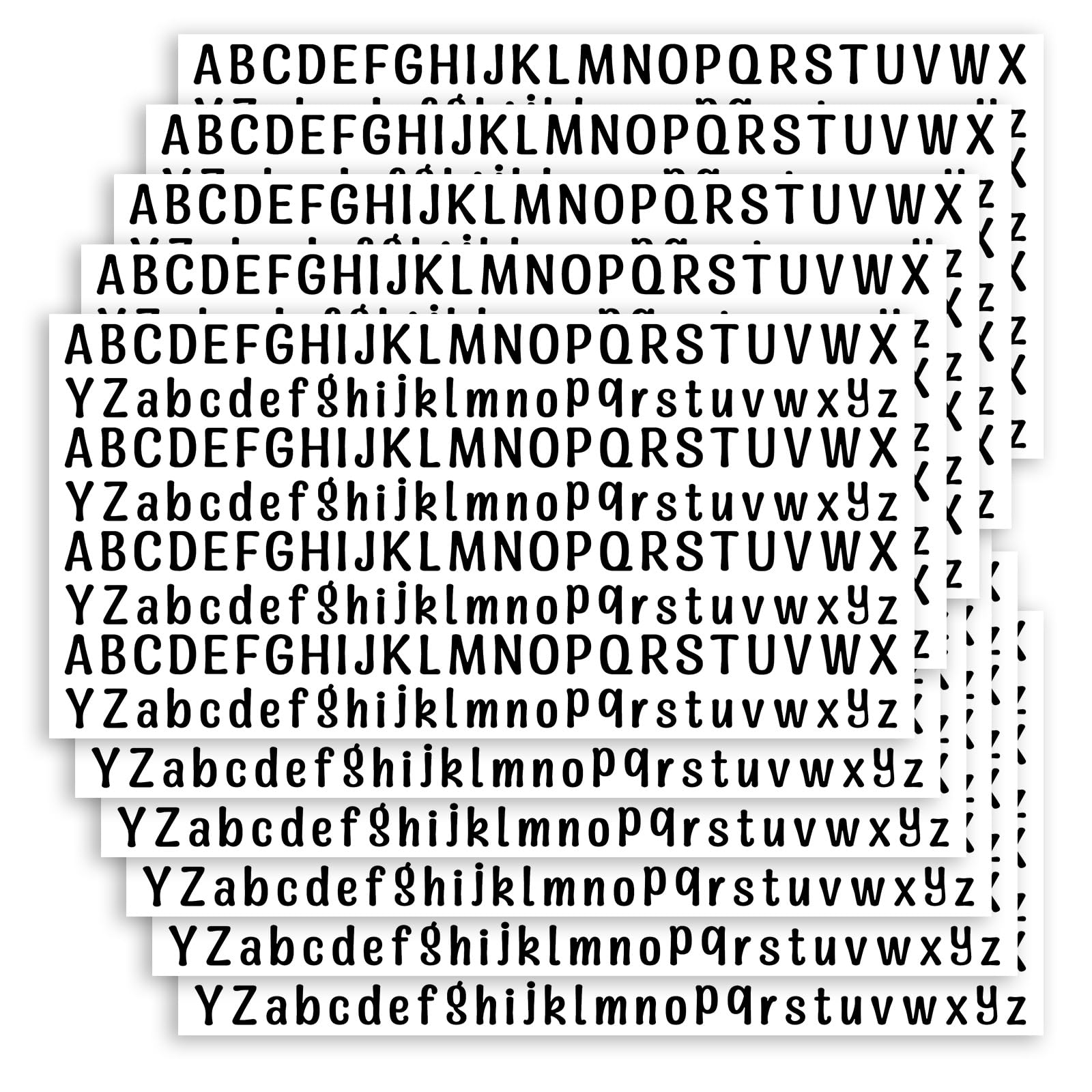 2080 Pcs Letters Stickers 0.5 Inch Black Alphabet Stickers Vinyl 10 Sheets Uppercase and Lowercase Letters Stickers Waterproof Self-Adhesive Alphabet