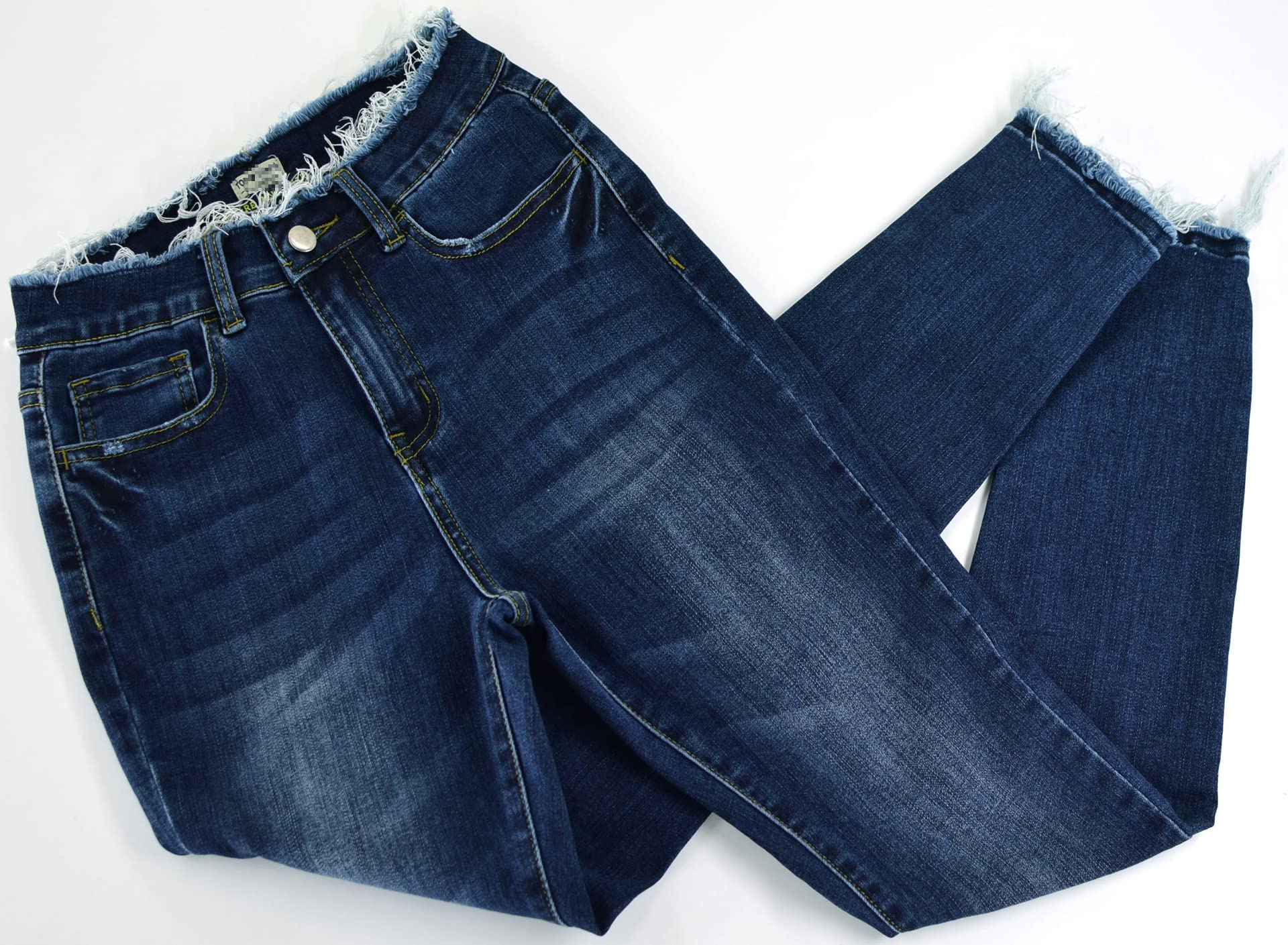 Dninmim Jeans moulants taille haute pour femme printemps été décontracté slim pantalon crayon, bleu, S