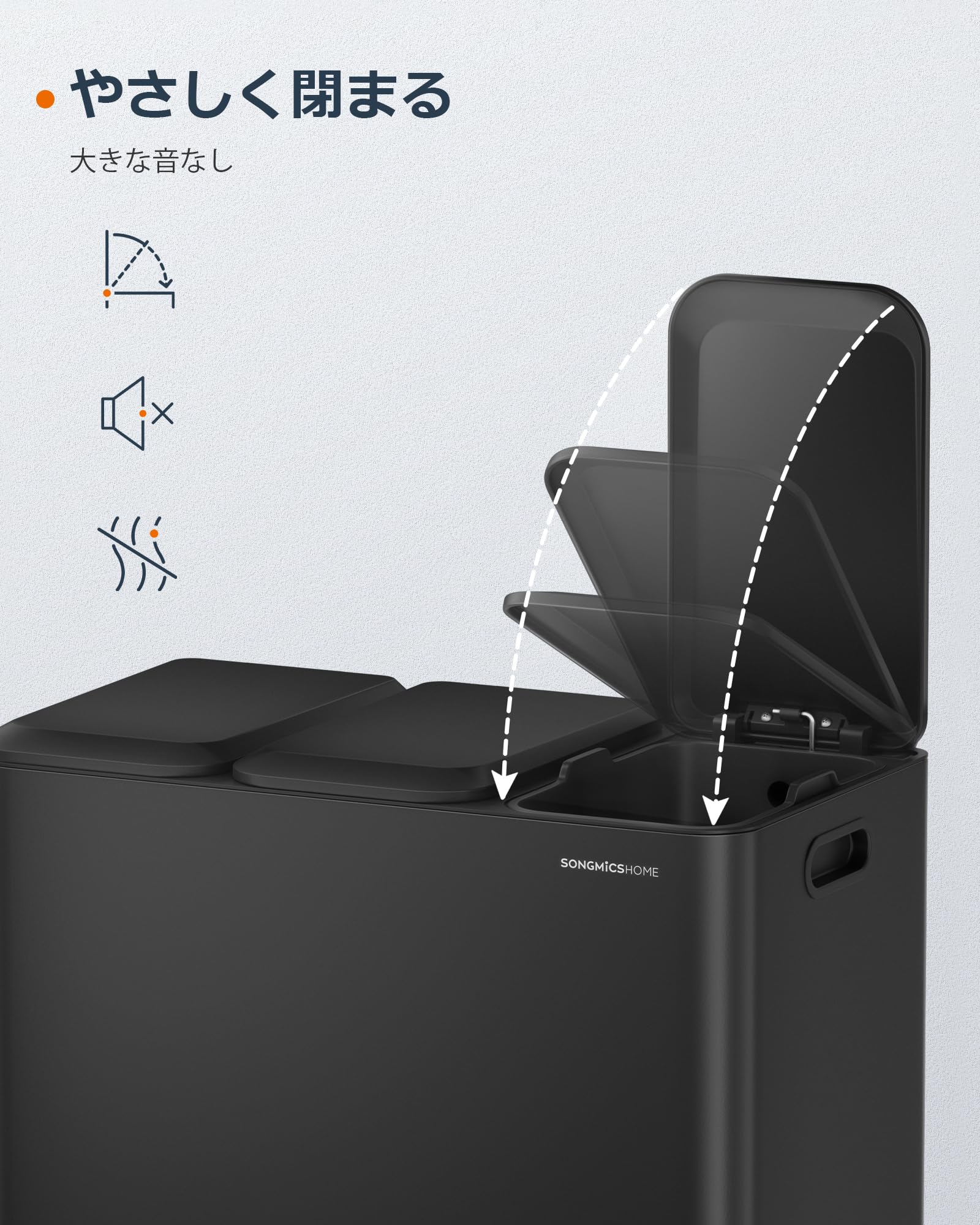 Amazon｜SONGMICS HOME ゴミ箱 分別 3連 3 x 15 L 横型ダストボックス