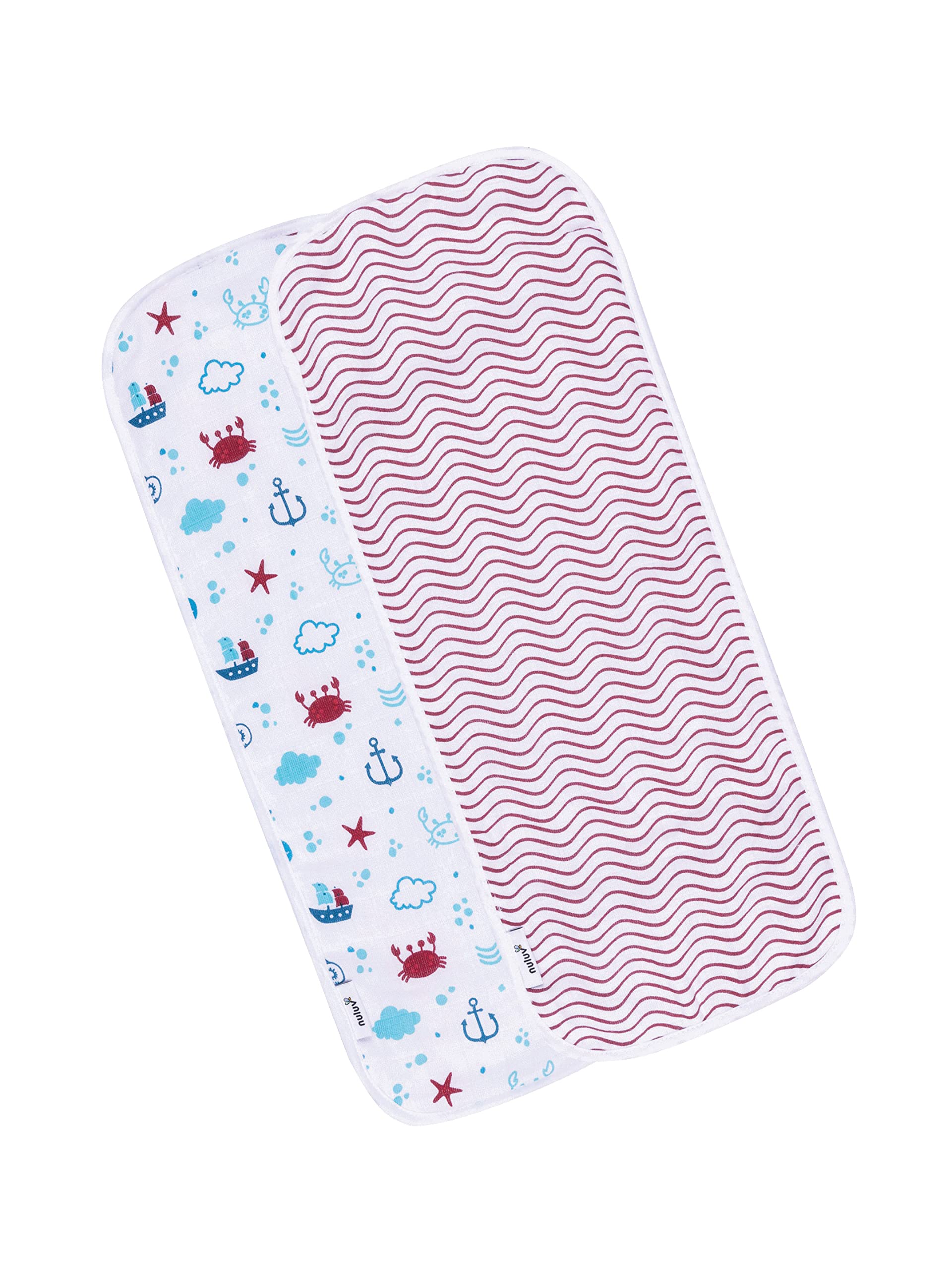 Nuluv Baby 100% Organic Cotton Burp Cloth Pack of 2 (Anchor Burp Cloth)-image-43
