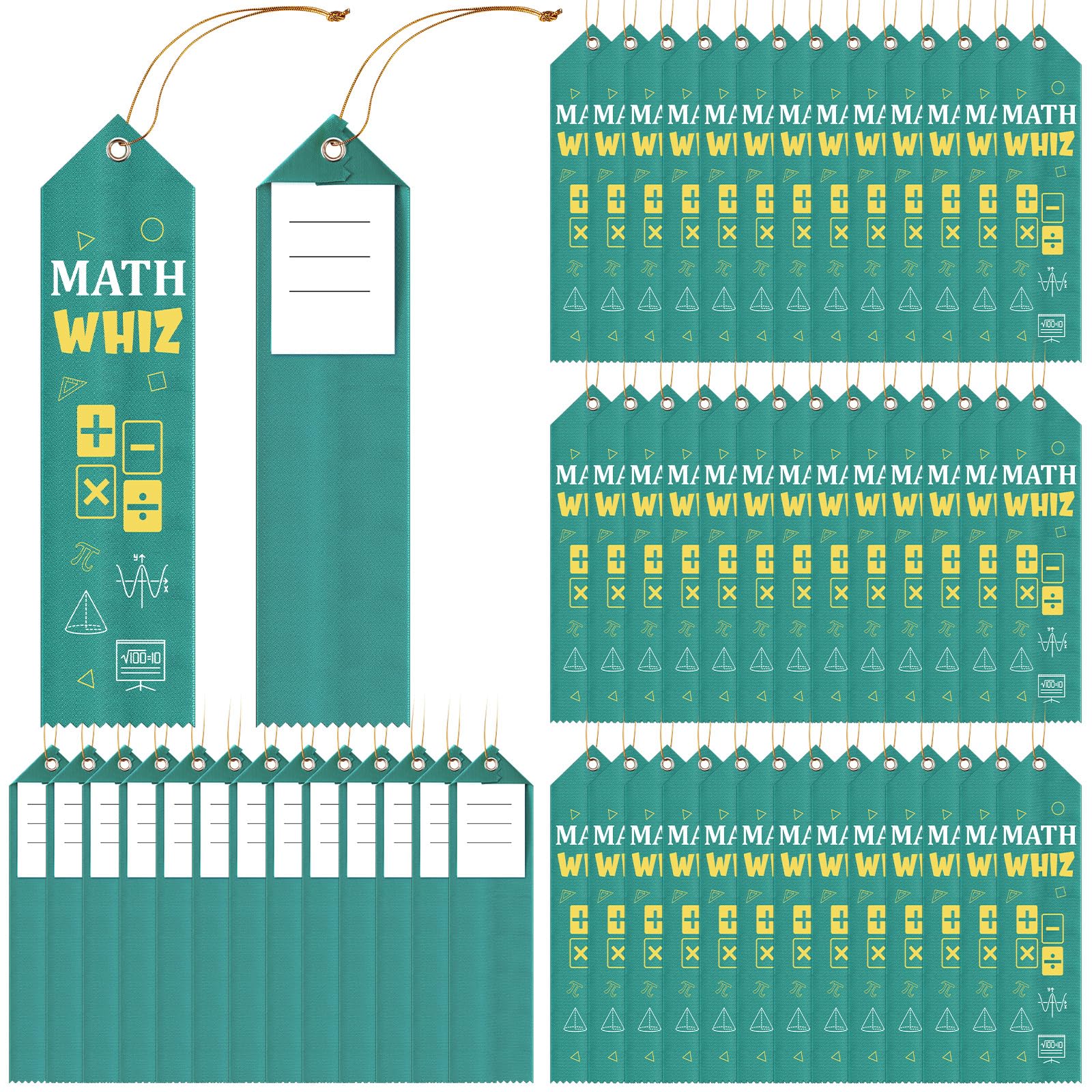 Photo 1 of Tingjoo 100 Pcs Math Whiz Ribbons 8 x 2 Inches Award Ribbons with Cards and Strings, Prize Achievement Honorable Mention for Team Competition Rewards Participation Gift Prizes