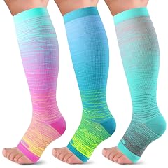 LEVSOX Open Toe Compression Socks for Women Men 20-30mmHg Toeless Sock Knee High Support Stockings for Circulation Nurses