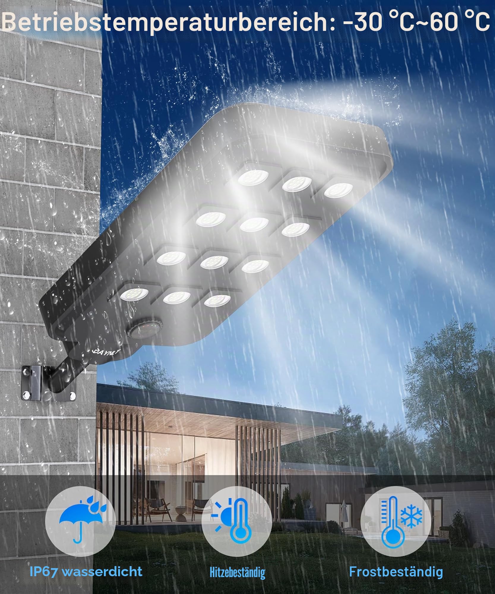JAYNLT X-13000W Solar Straßenlaterne für Außen, 6500K Solarleuchten Superhelles Solarlampen mit Bewegungssensor, IP67 Wasserdicht Flutlicht Sicherheitsleuchte für Spielplatz Straße