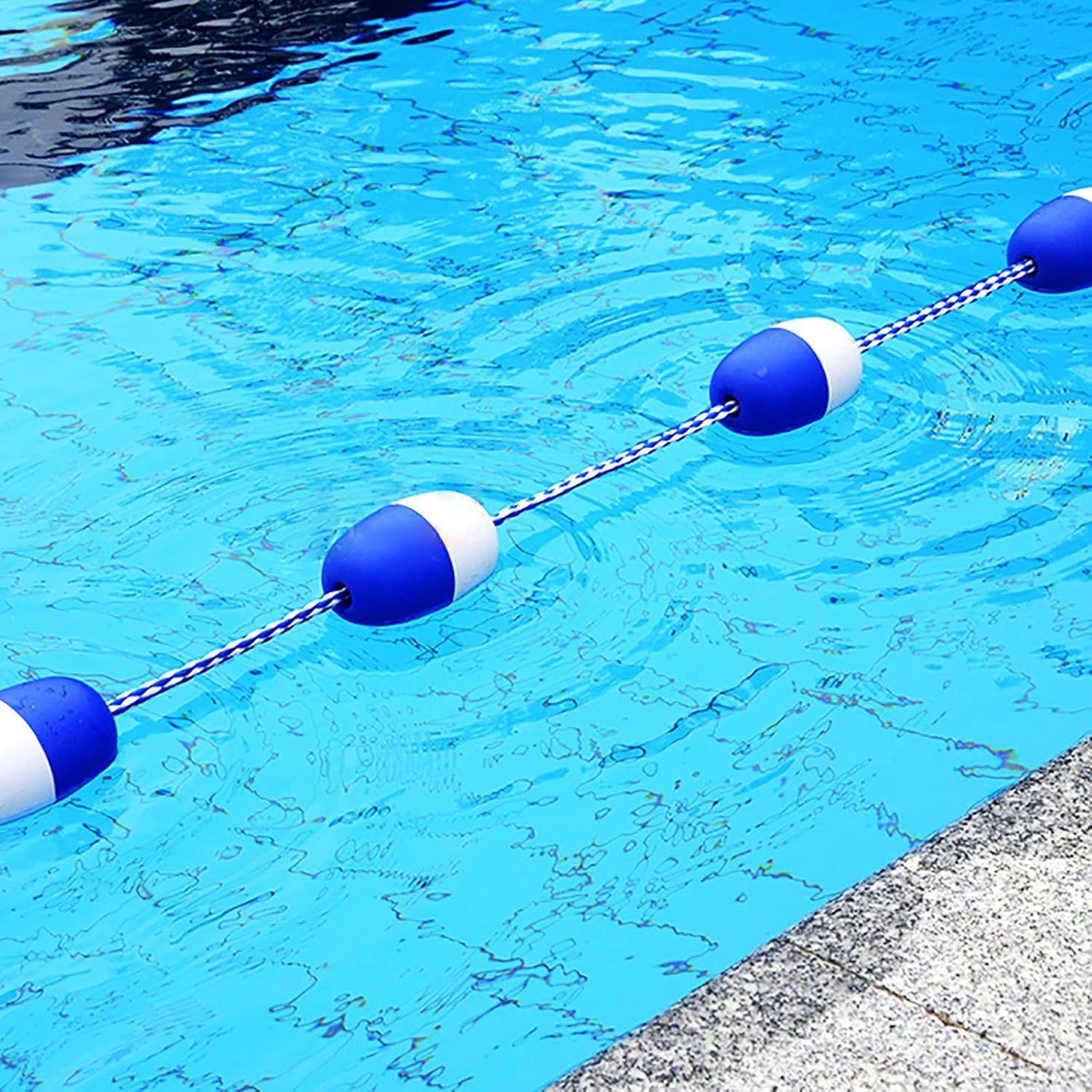 Generic Pool Lane Line Marking Float, Blue ＆ White Pool Rope Float Keeper with Hooks, Floating Safety Divider Rope & Float Kits for Inground Pools, Section Off Hazardous Areas (Size : 20ft/6