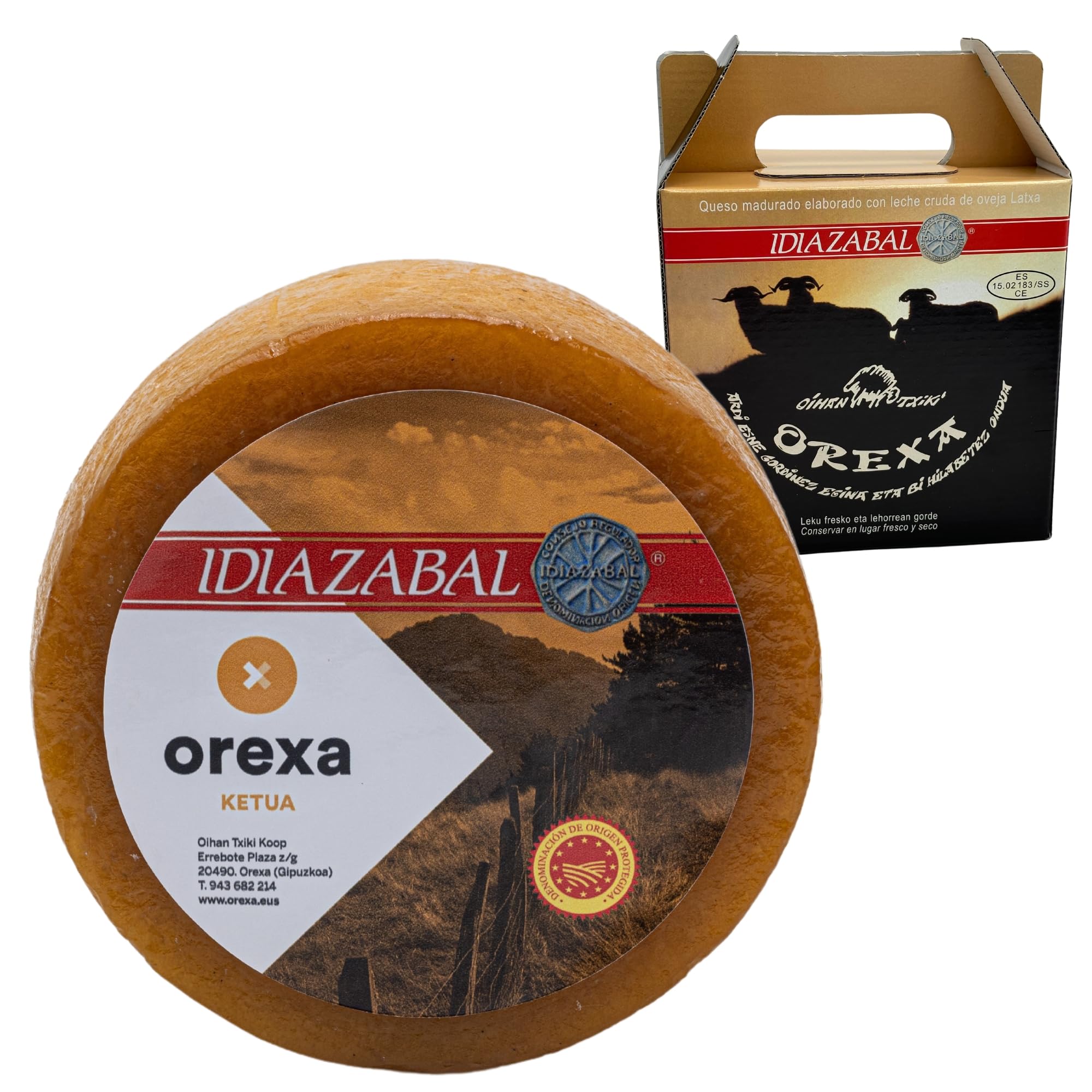 THE BASQUE gourmet, Queso Curado de Oveja D.O. Idiazabal 1,2 kg Ahumado- Empaque al Vacío, Caja Regalo - Para Foodies y Amantes Gourmet - Elaborado con Leche Cruda Oveja Latxa (1,2 Kg, Ahumado)