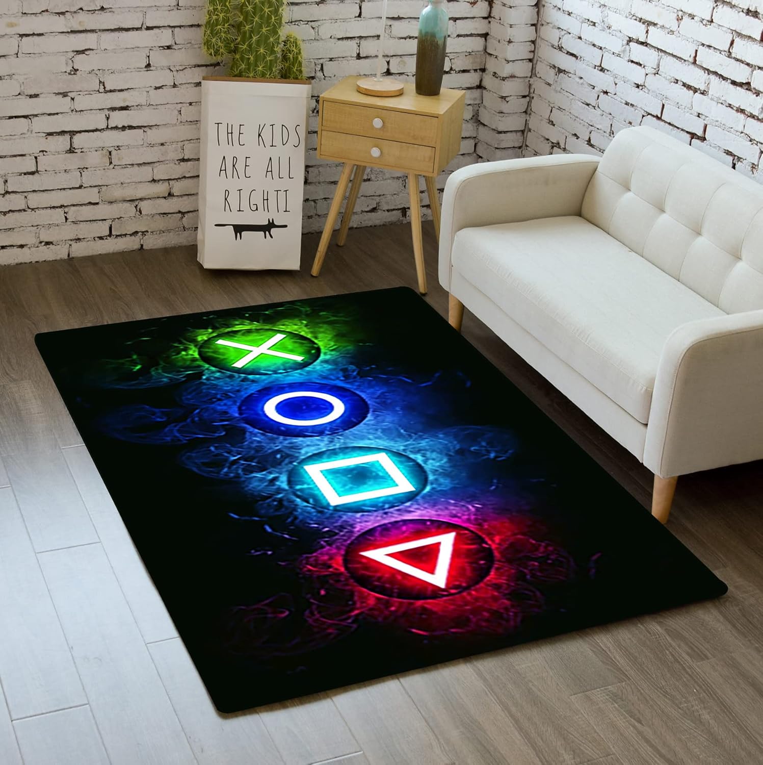 Gaming Area Rugs for Boys Cool Game Style Bedroom, Gamer Rug Boys Room Decor, Video Games Bedroom Carpet for Teens, Controller Gamepad Player Standing Throw Doormats Yoga Mat Black Rugs-type-c-7 2' x 3' (Rectangular)