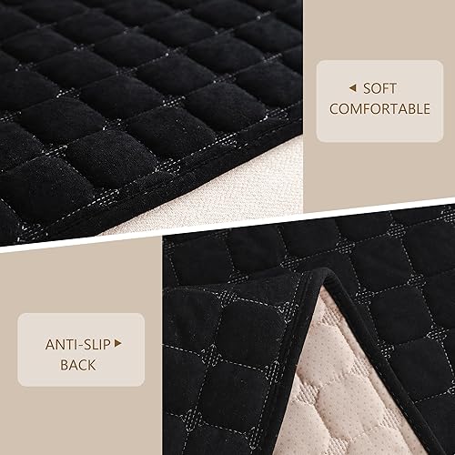 Miniatura 2 de MEETSKY Funda de sofá negra lavable para perros, funda de sofá para sofá de 2 cojines, fundas antideslizantes para sofá de dos plazas, fundas