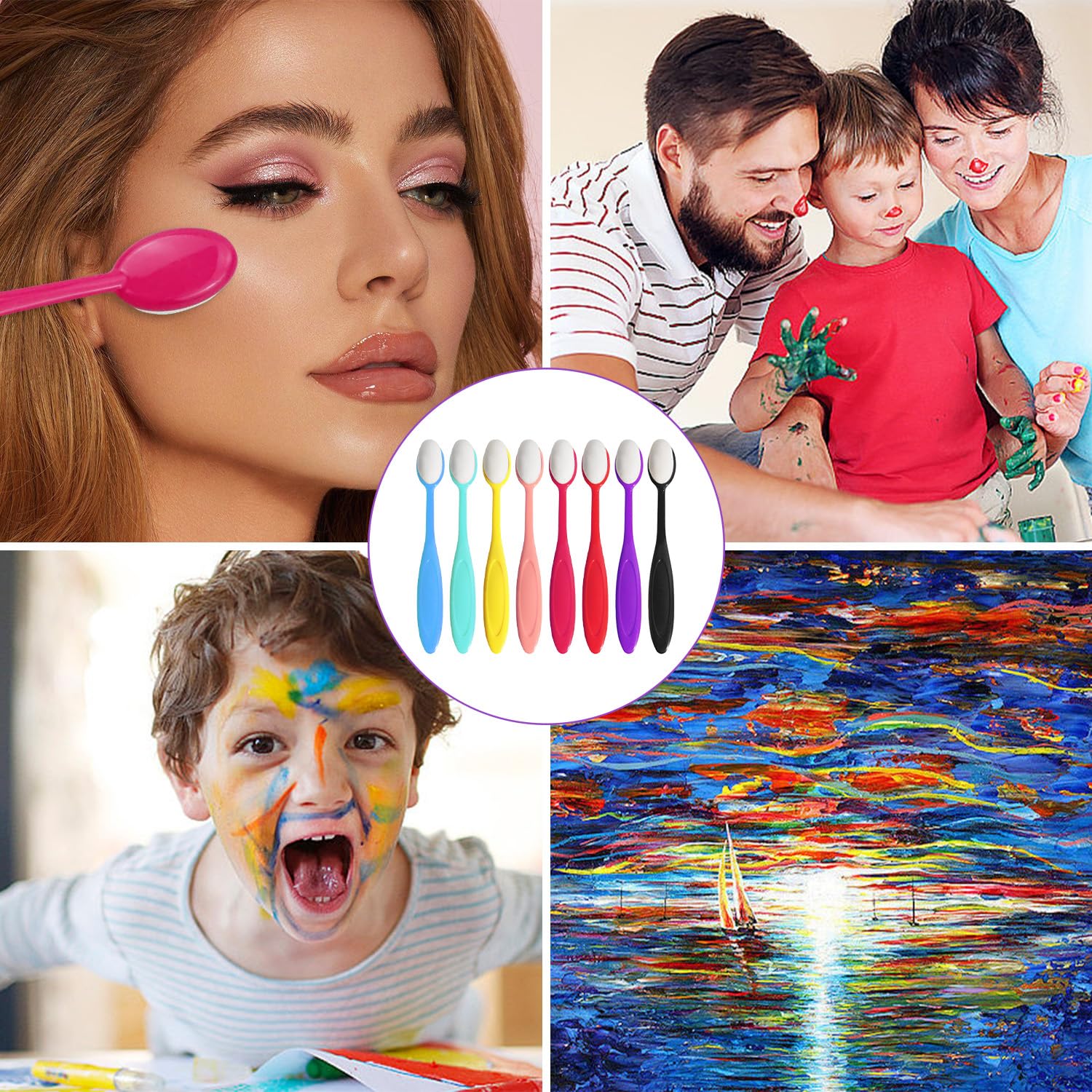 8Pcs 2 Colors Mini Blending Brushes Dry Miniature Painting Set Background Blender Paintbrush Facial Eyeshadow Small Detailed Brush For Card Making - View #7