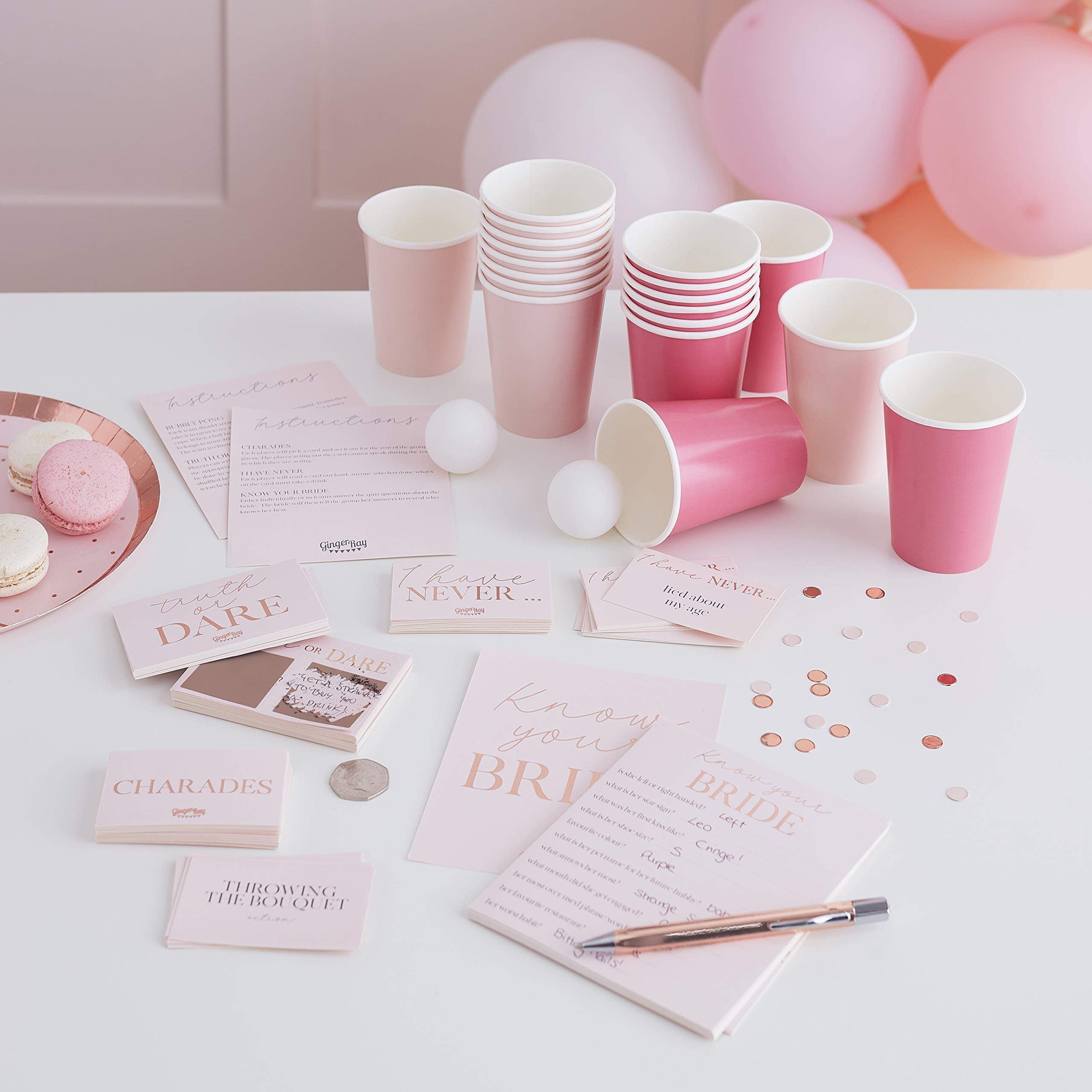Ginger Ray Rose Gold Foiled Hen Party Games Hamper - Hen Party