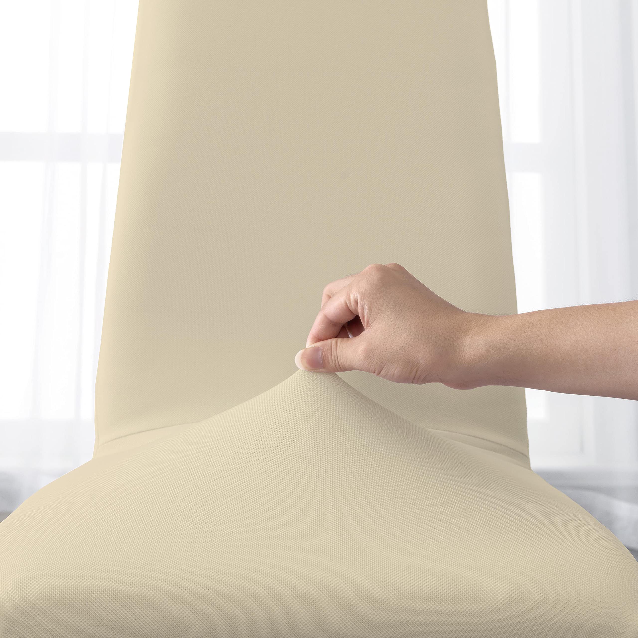Coprisedie con Schienale 6 Pezzi Elasticizzati, Impermeabili, Misura Universale, Coprisedia Soggiorno Cucina Moderna Lavabile Estraibile - Beige