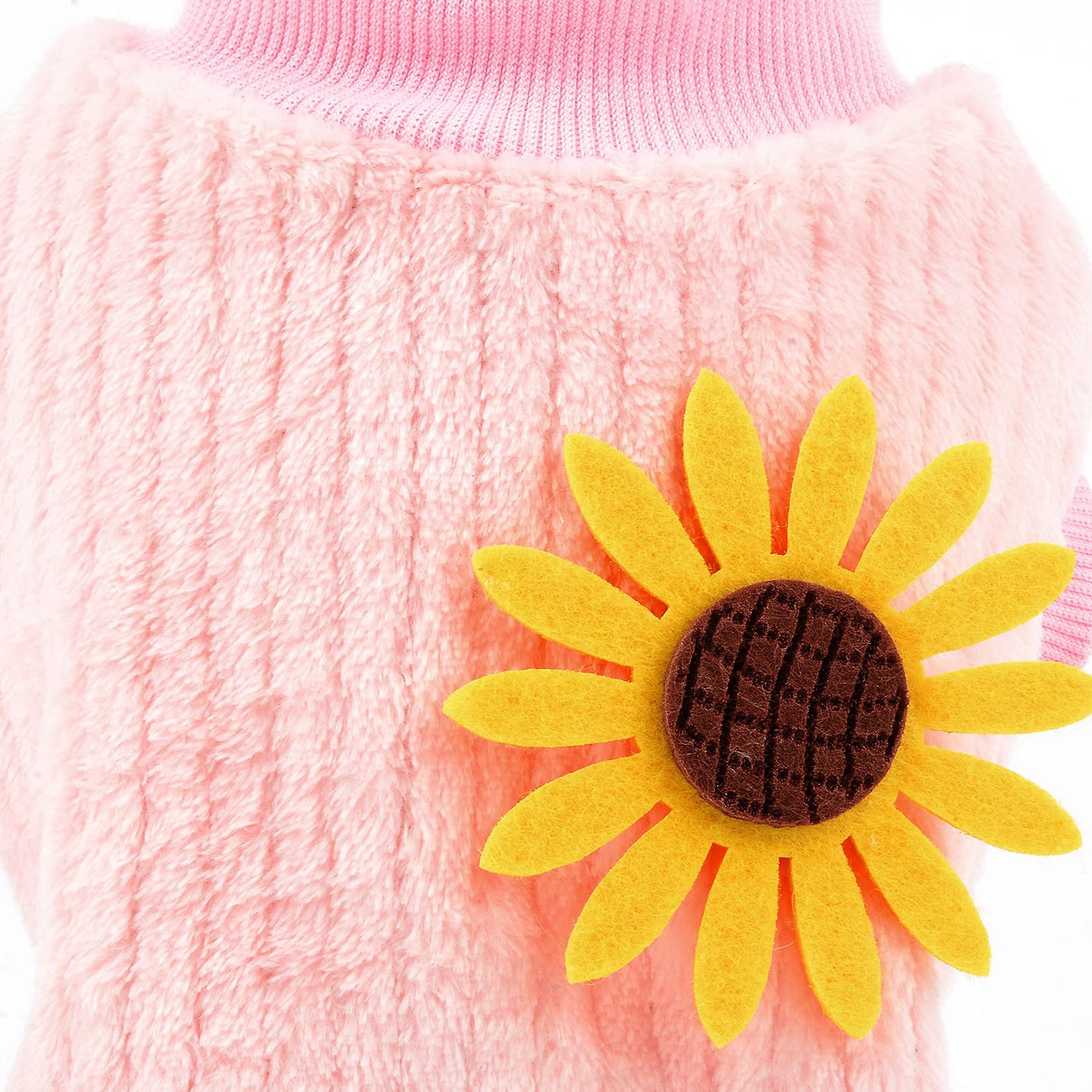 SMALLLEE_LUCKY_STORE Pet Sunflower Pullover Knitted Sweaters Jumpers for Small Dogs Cat Girls Cozy Soft Shirt Sweatshirts Warm Winter Coat Cute Puppy Yorkie Chihuahua Clothes - Image 3