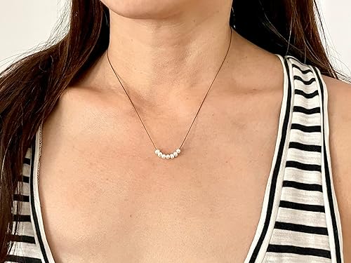 Miniatura 3 de Seven Cultured Freshwater Pearl Silk String Wish Necklace