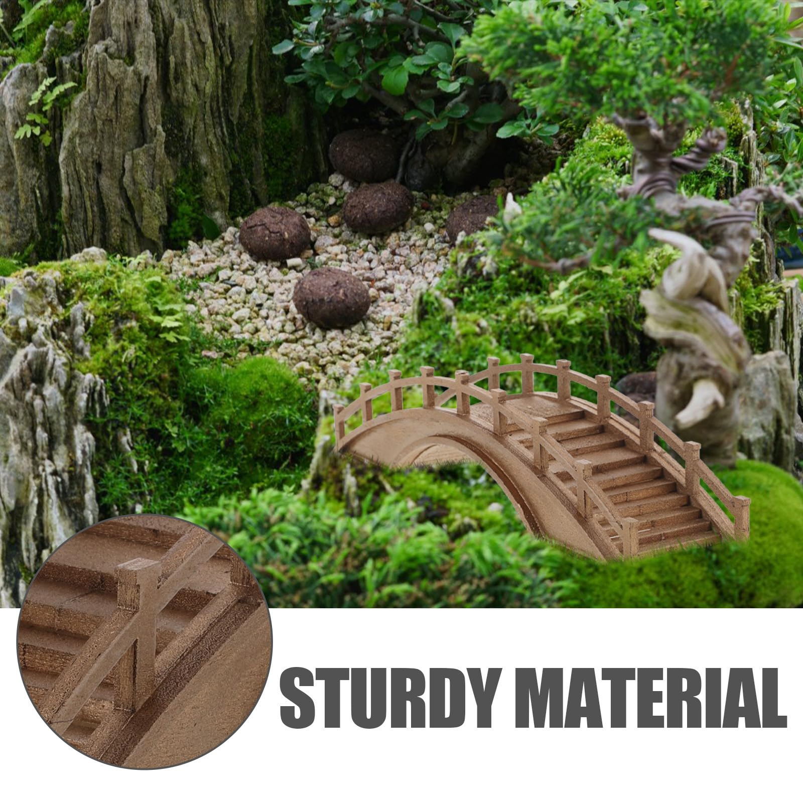 POPETPOP Petit Pont en Bois Miniature ModèLe en Arc pour Jardin Japonais DéCor Micro Paysage Accessoire De Maison Café 7.87X1.97X1.97In