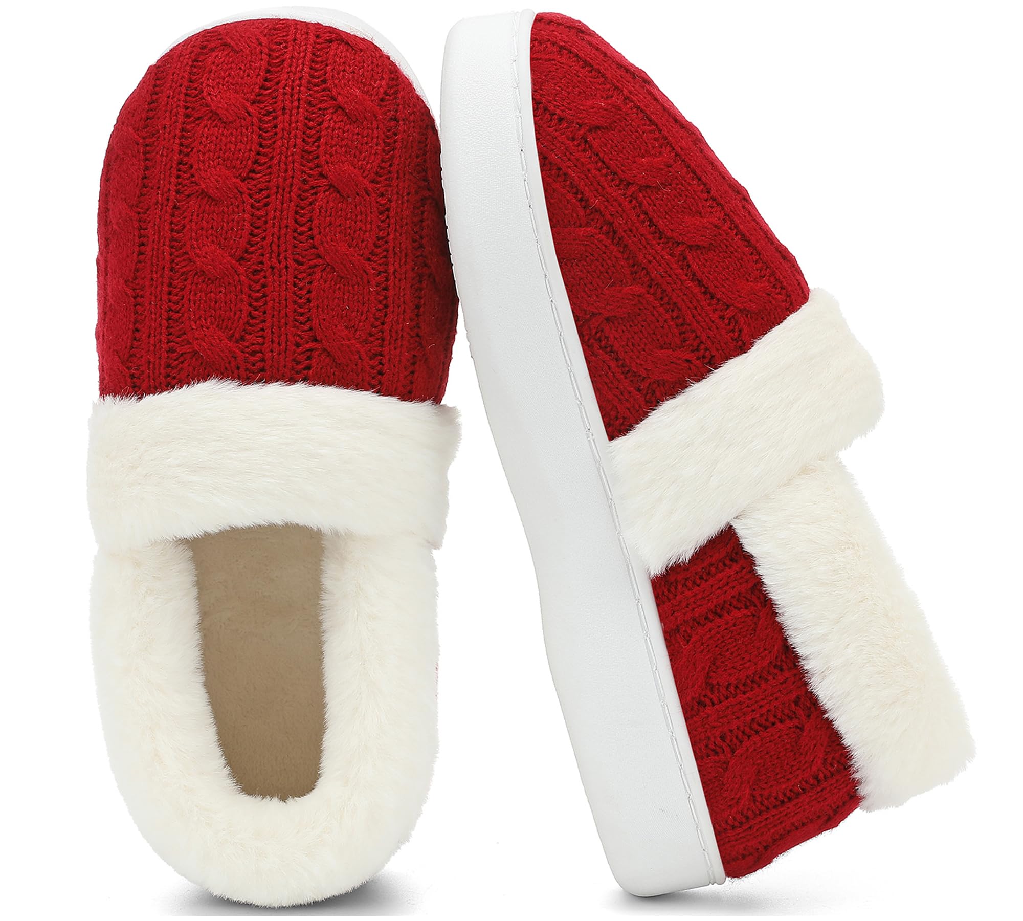 UBFEN Womens Fuzzy House Slippers Warm Bedroom Shoes with Faux Fur Lining Non Slip Memory Foam Slippers for ladies Indoor and Outdoor