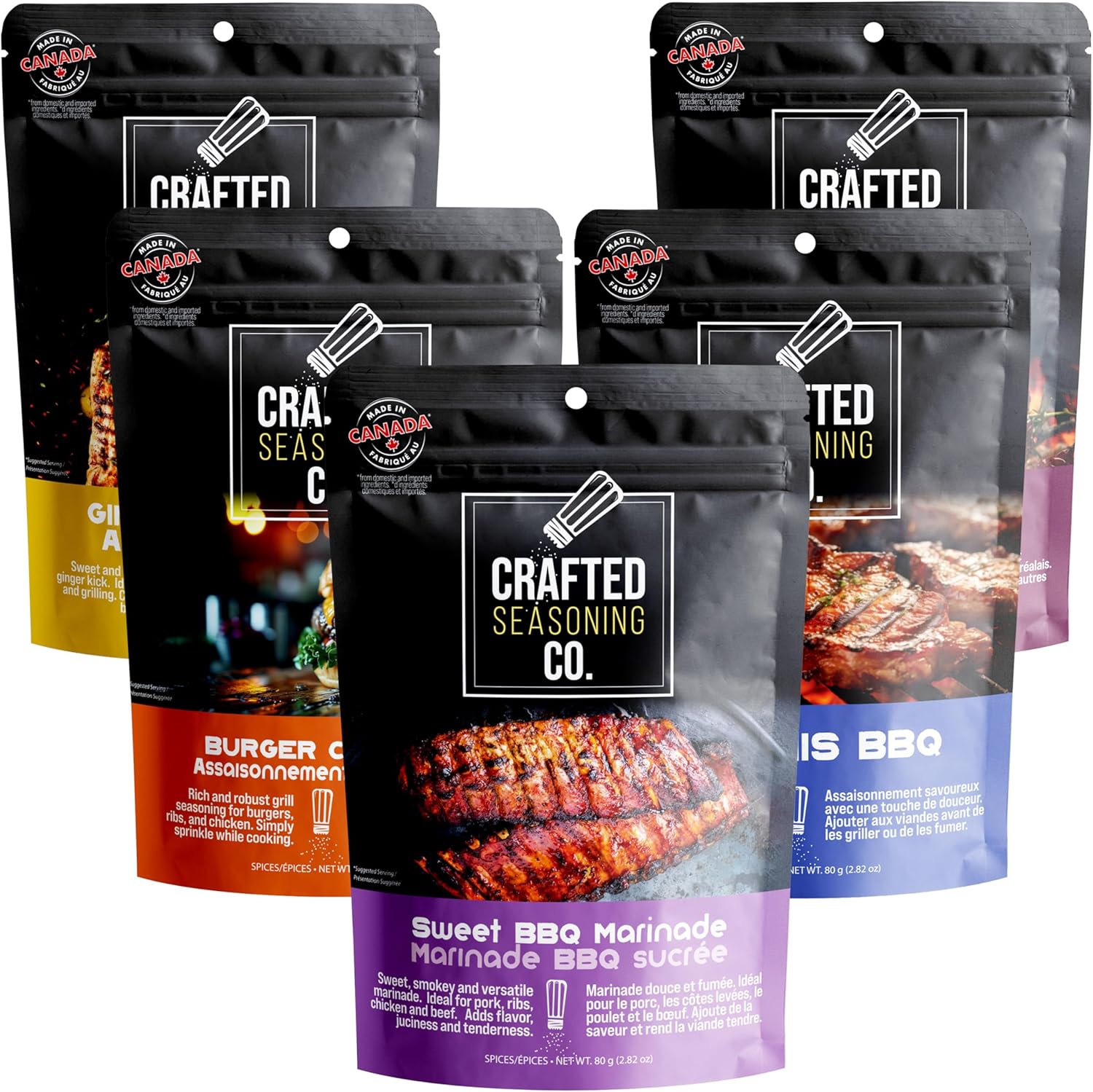 Crafted Seasonings Co. BBQ Rubs & Spices Gift Set (5-Pack) – Gourmet Grill & Smoker Seasonings, BBQ Gifts for Men Who Have Everything, Dad & Grill Lovers