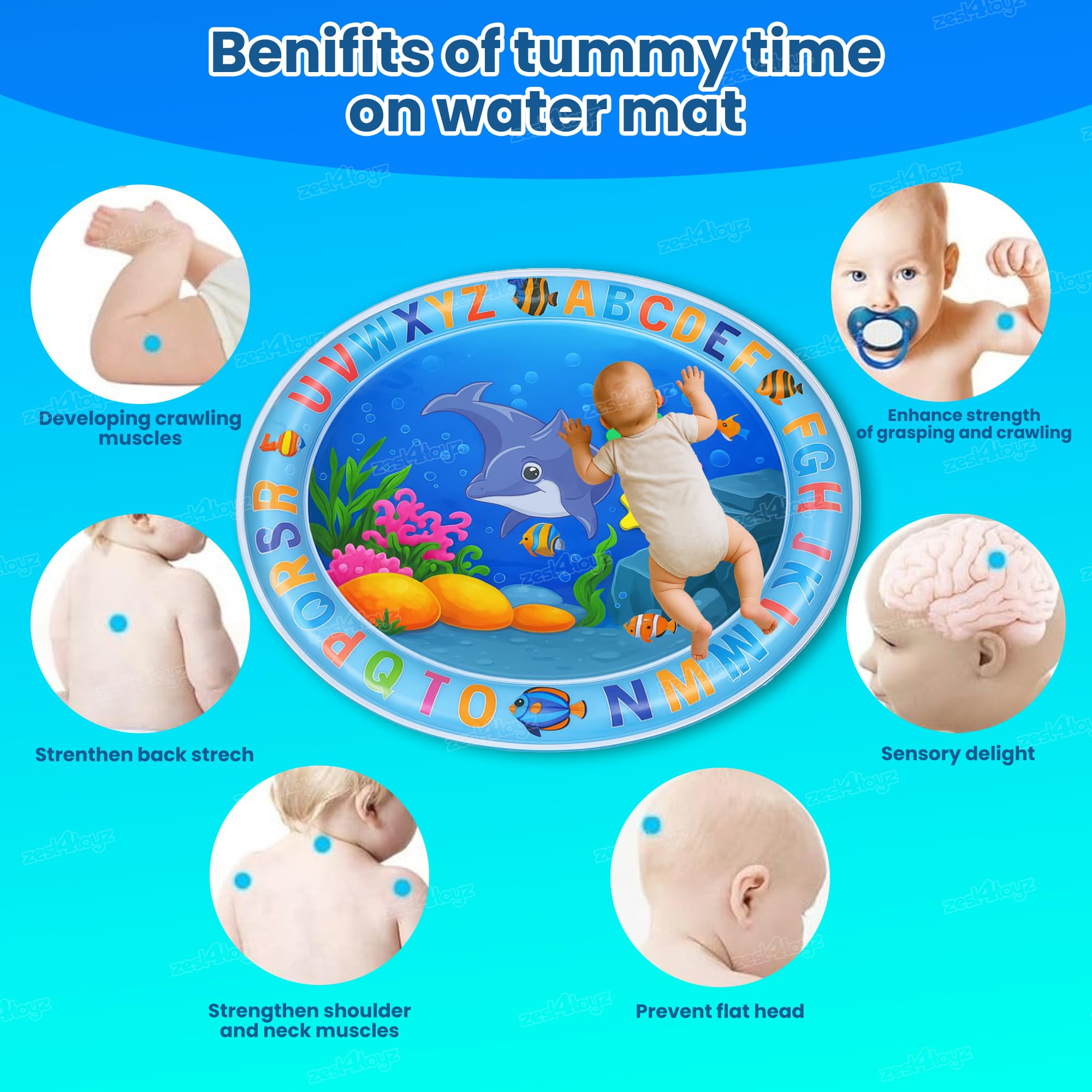 Zest 4 Toyz Tummy Time Water Mat for Baby to Play | Baby Water Mat for Floor | Play Mat for Baby 0 to 12 Months | Water Bed for Baby | New Born Baby Gifts | Baby Toys | Playmat for Babies 0-3 Years 3