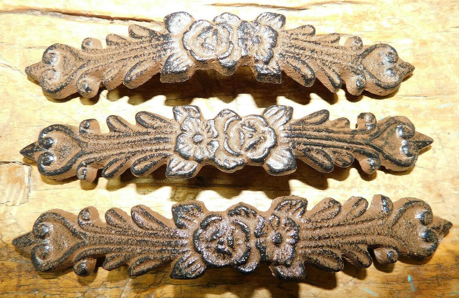 Vintage 6 Cast Iron Antique Style Floral Heart Drawer Handle Gate Pull Door Handles Knob