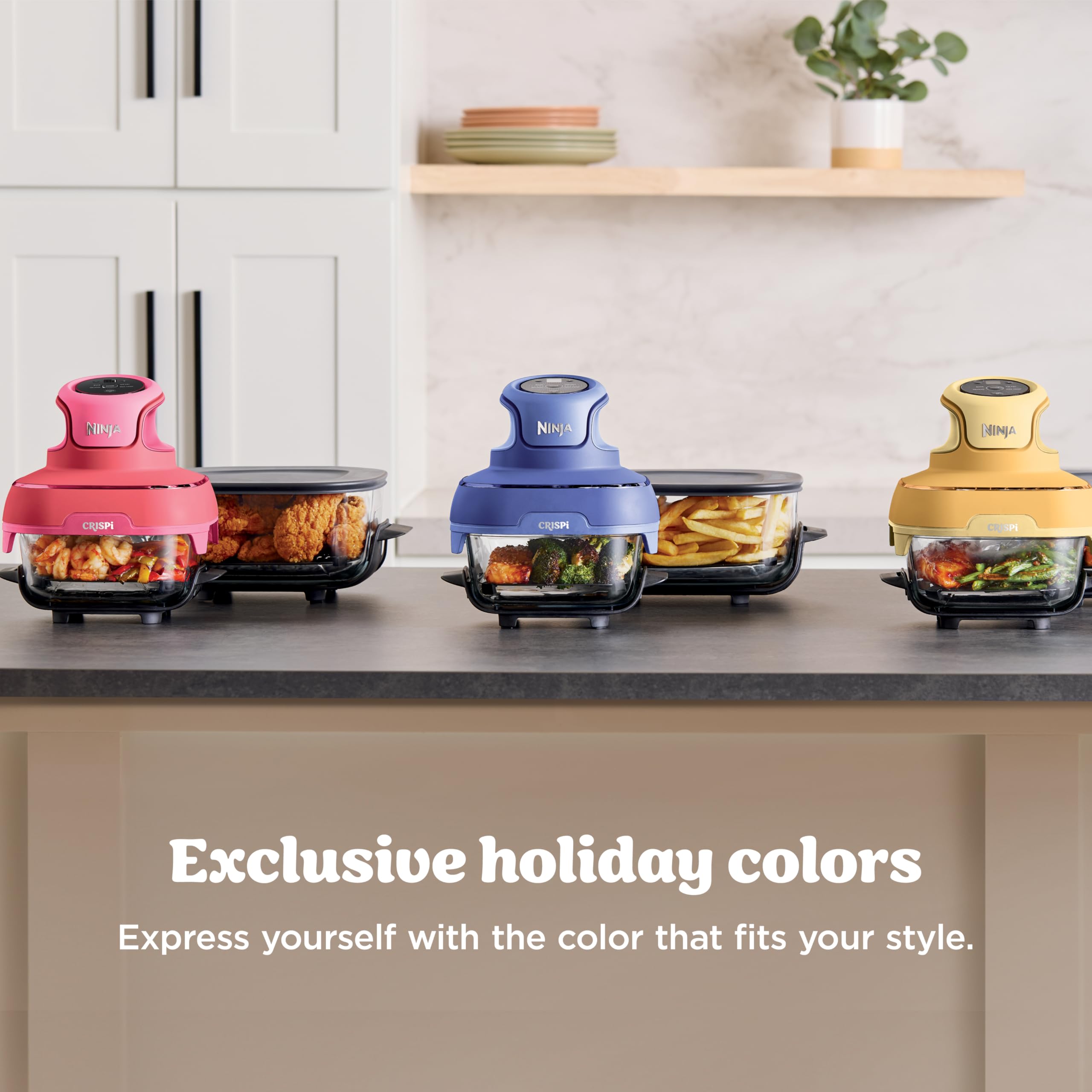 Ninja Crispi Air Fryer, Microwave, Freezer & Dishwasher Safe, Non Toxic Glass Portable Cooking System, 4 QT & 6 Cup Glass Containers with Storage Lids, Easy Meals, Air Fry, Bake, Green, FN101SG