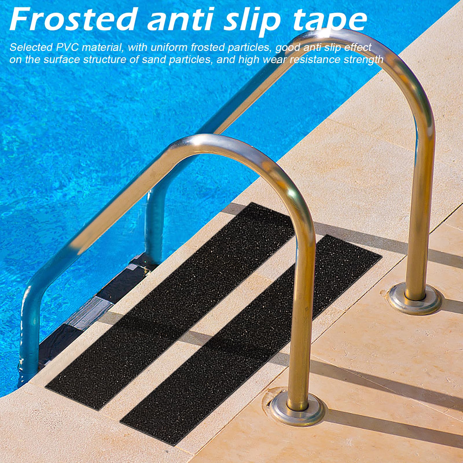 Striscia di nastro antiscivolo con autoadesiva, alta trazione, per scale, skateboard, 300 mm x 5 m, nastro adesivo antiscivolo per pavimenti interni ed esterni (nero)