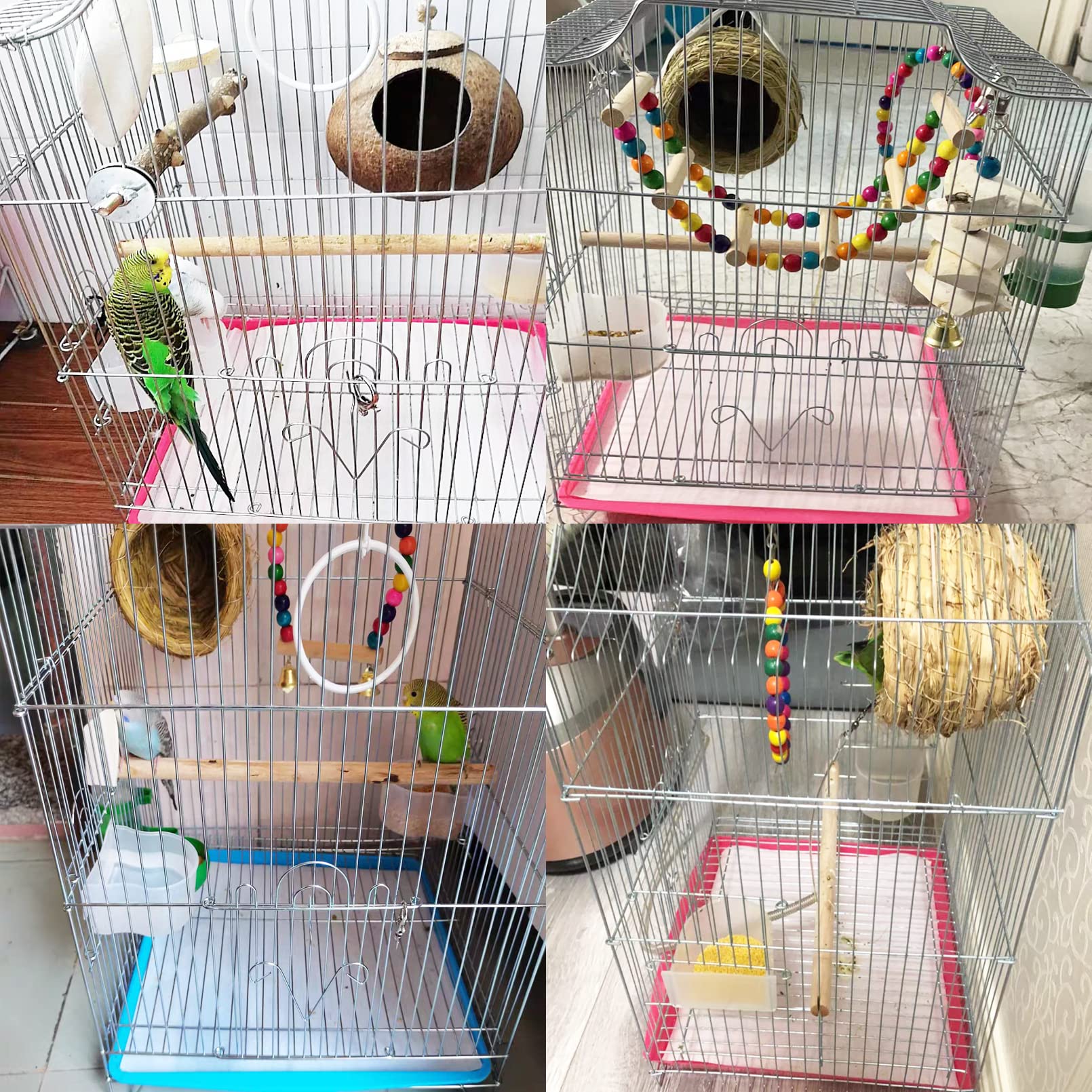 Hamiledyi Vogelkäfig-Futterstation Mit Abnehmbaren Schalen | Für Finken, Wellensittiche, Kanarienvögel