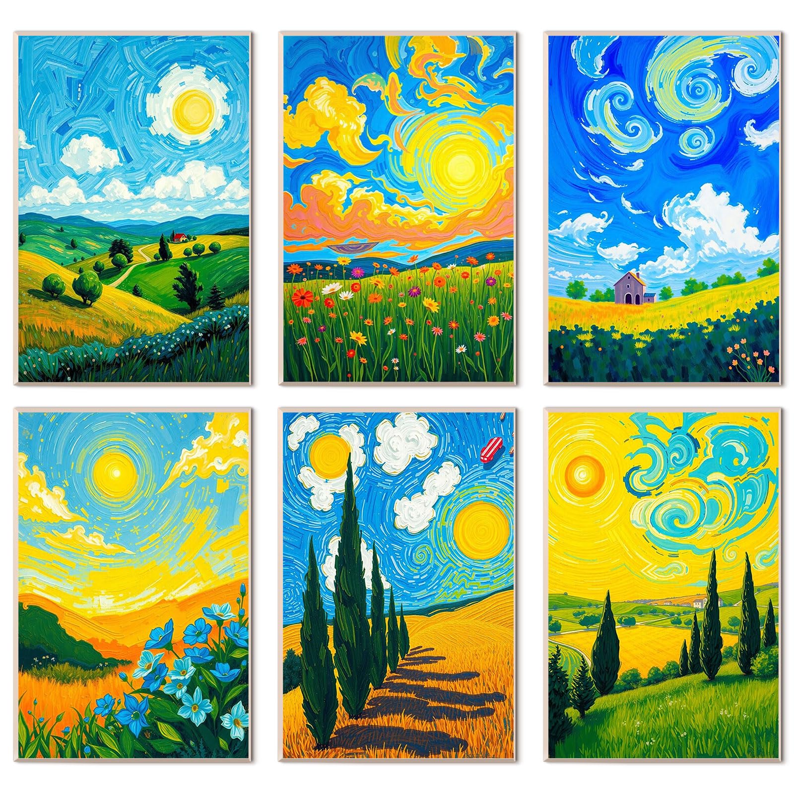 Landscape 6 Pack Paint by Numbers for Adults Beginner 8X12 IN, Scenery