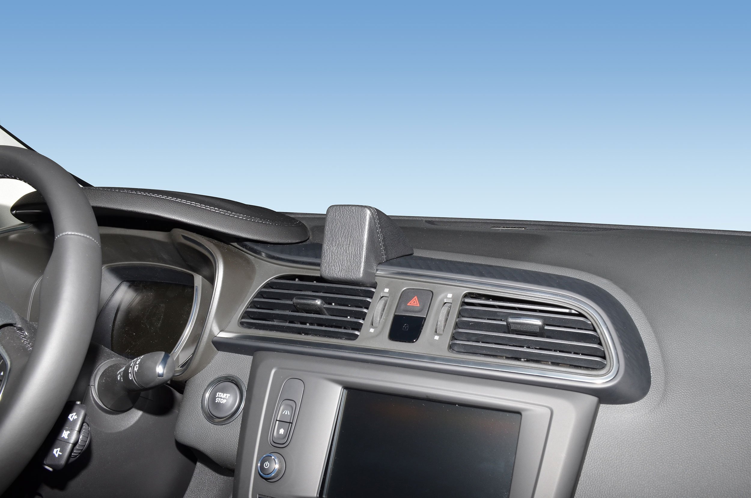 KUDA Uchwyt na telefon komórkowy pasujący do Renault Kadjar od 2015 roku – konsola telefoniczna do smartfonów, telefonów komórkowych, nawigacji i wielu innych – konsola ze sztucznej skóry, czarna,